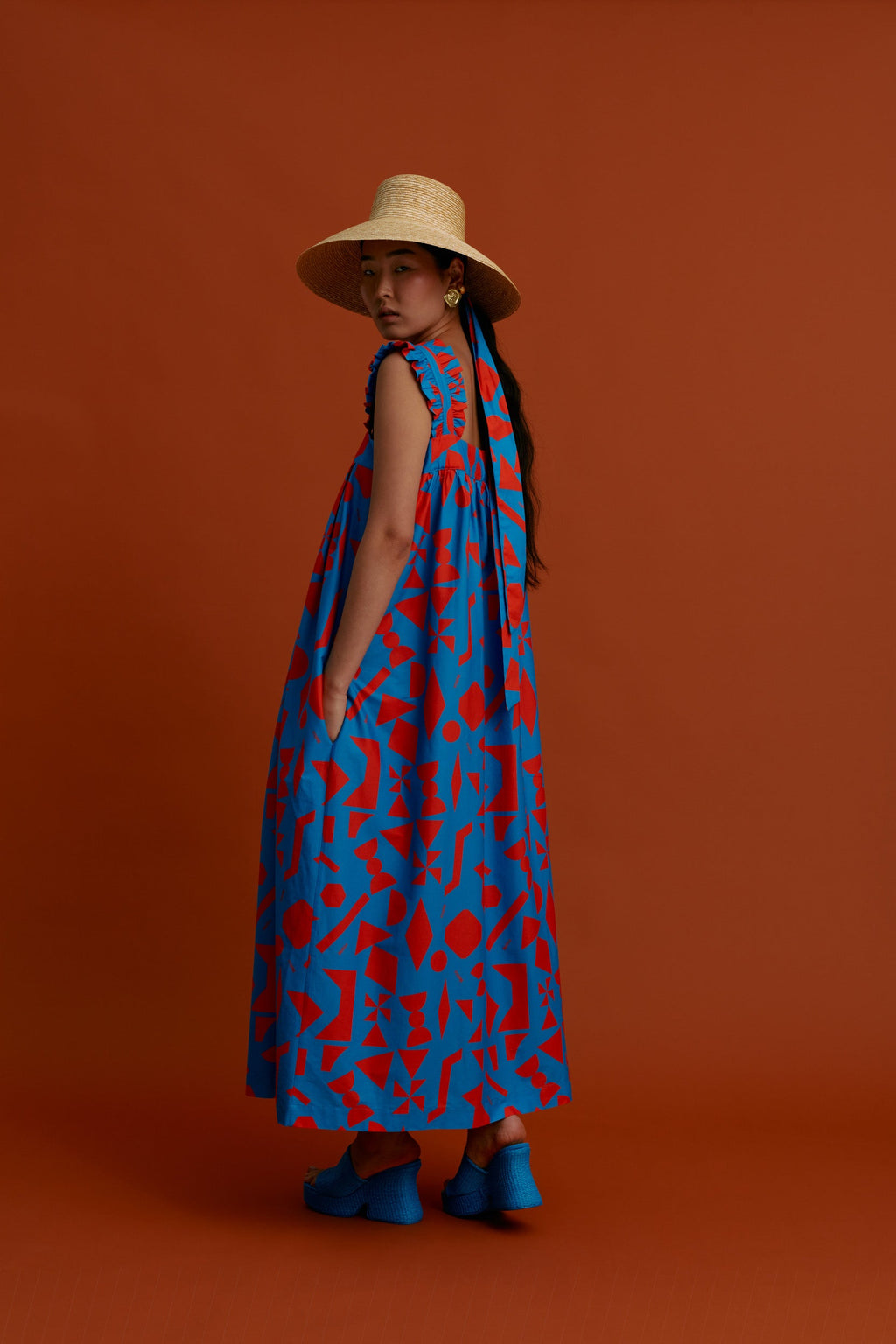 VROULIDIA Maxi Dress (Pyrgousika logo in blue)