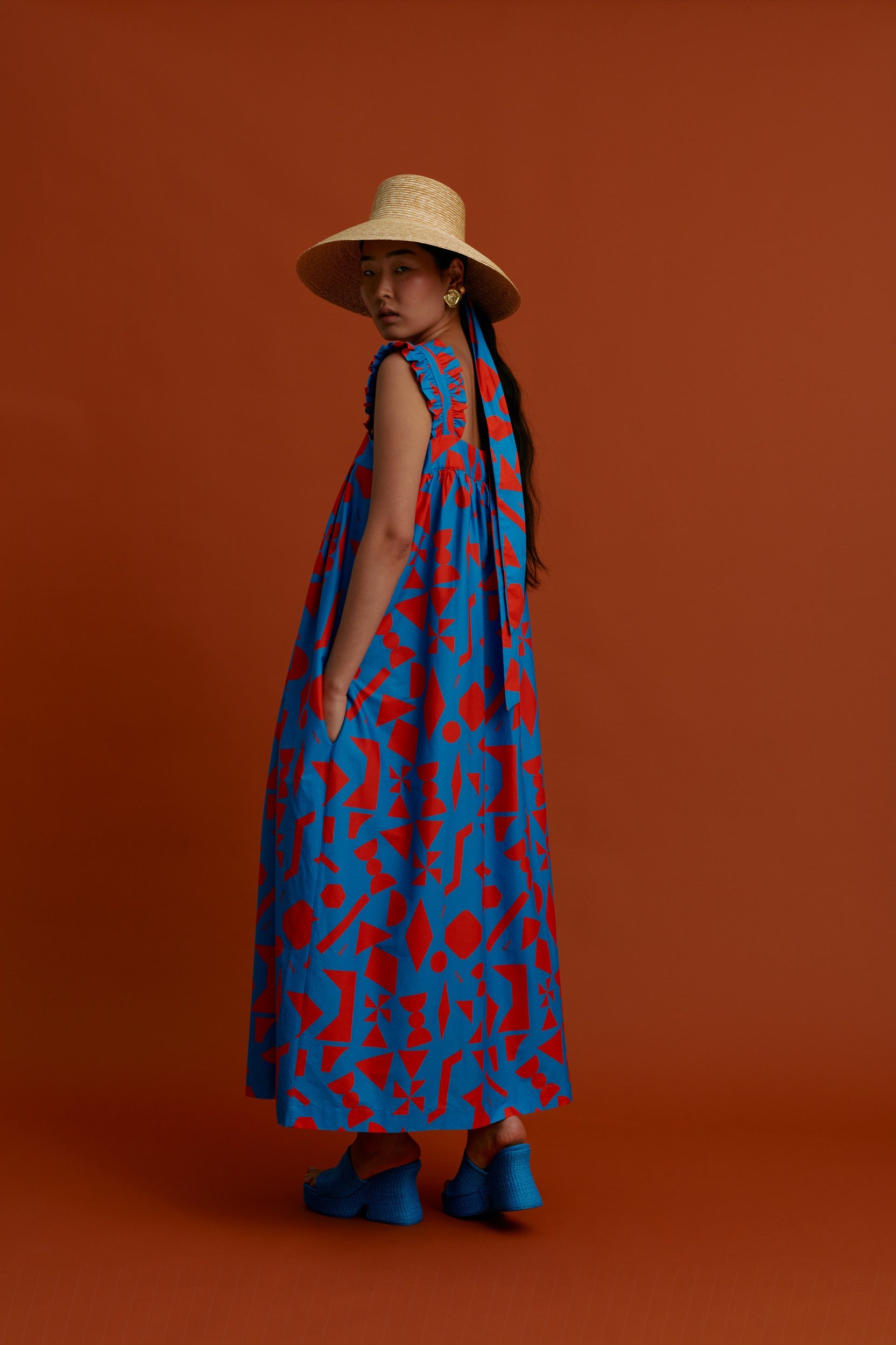 VROULIDIA Maxi Dress (Pyrgousika logo in blue)