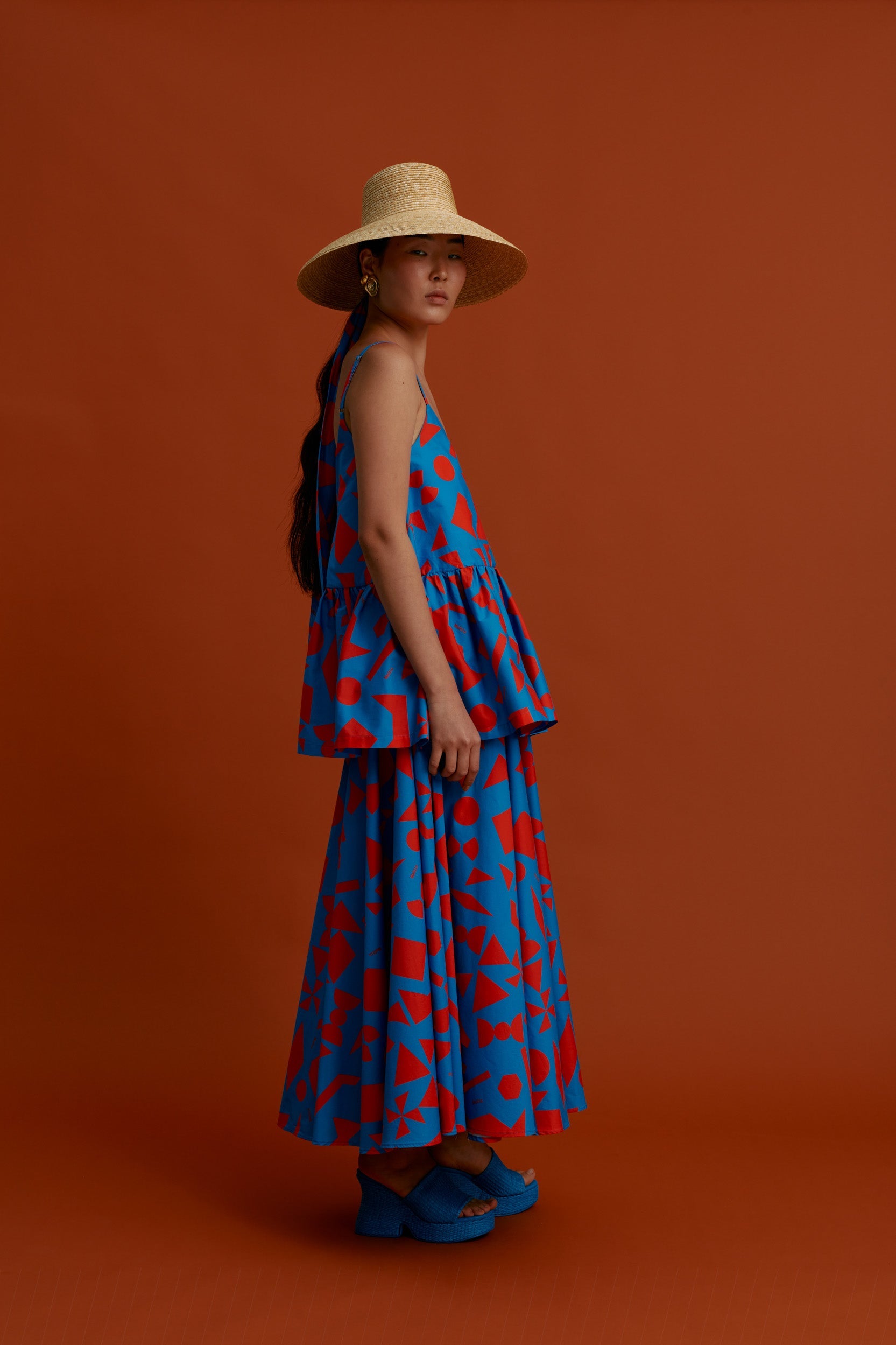 VIKI Maxi Skirt (Pyrgousika logo blue)