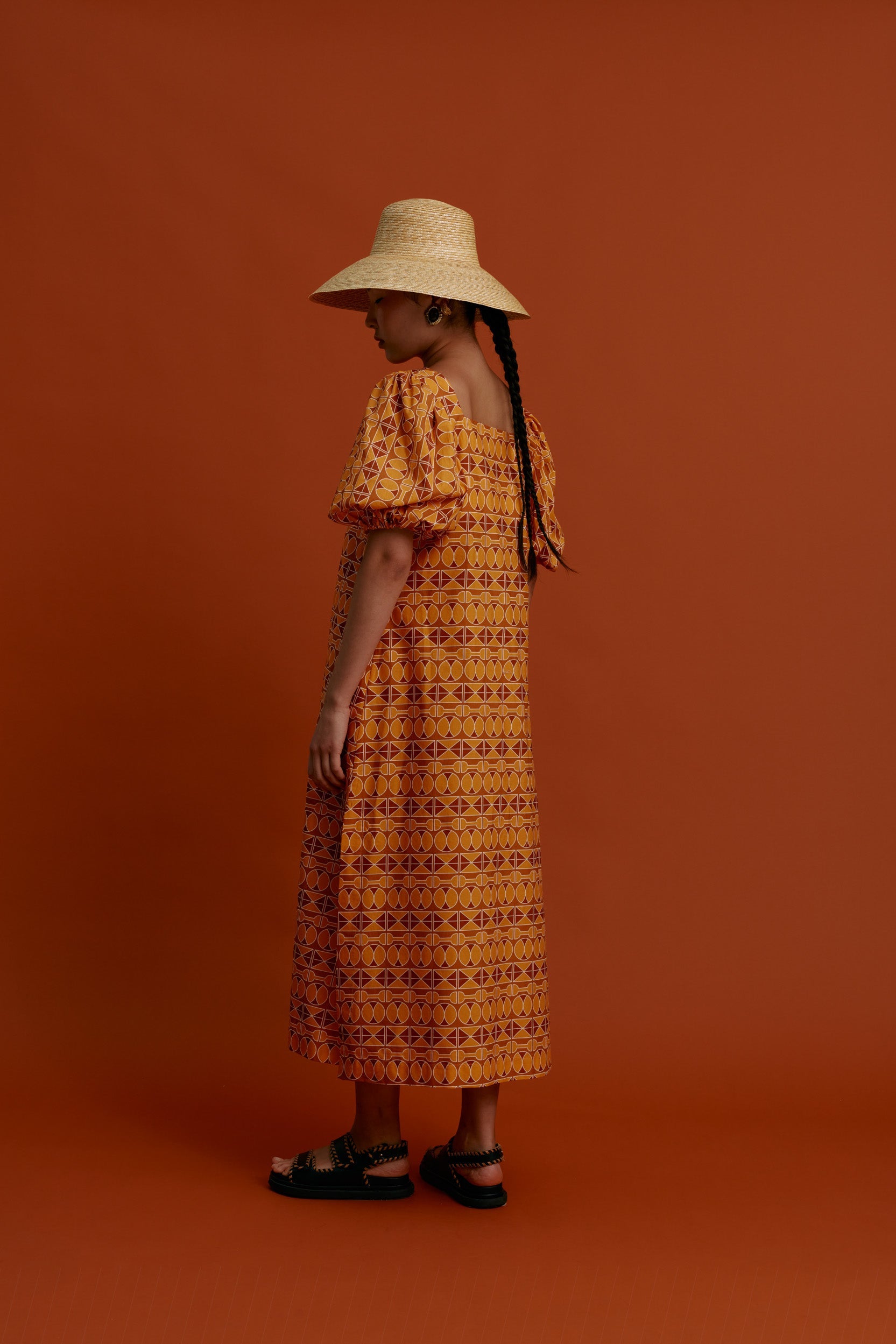 KALAMOTI Maxi Dress (Pyrgousika brown/orange)