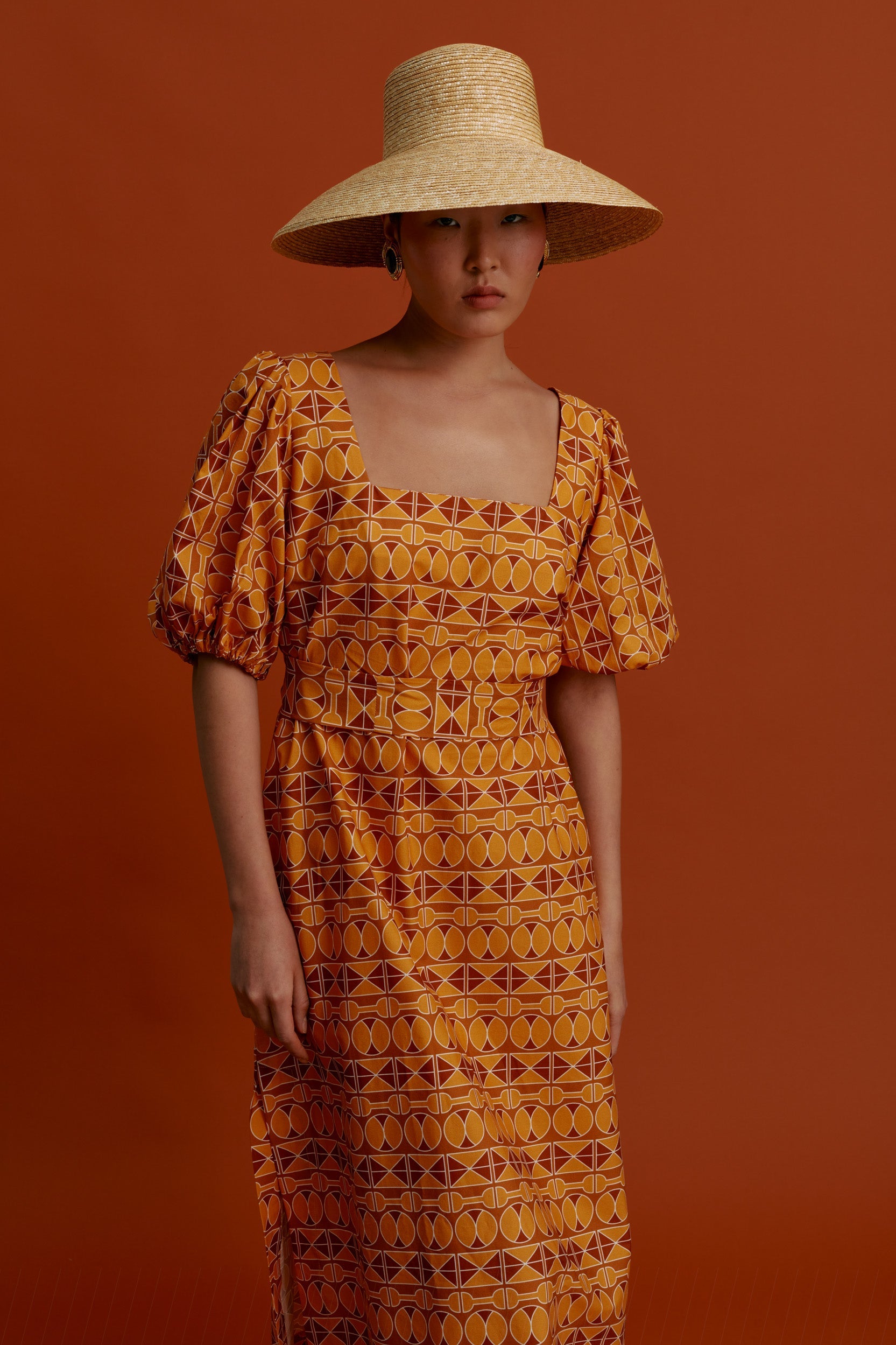 KALAMOTI Maxi Dress (Pyrgousika brown/orange)