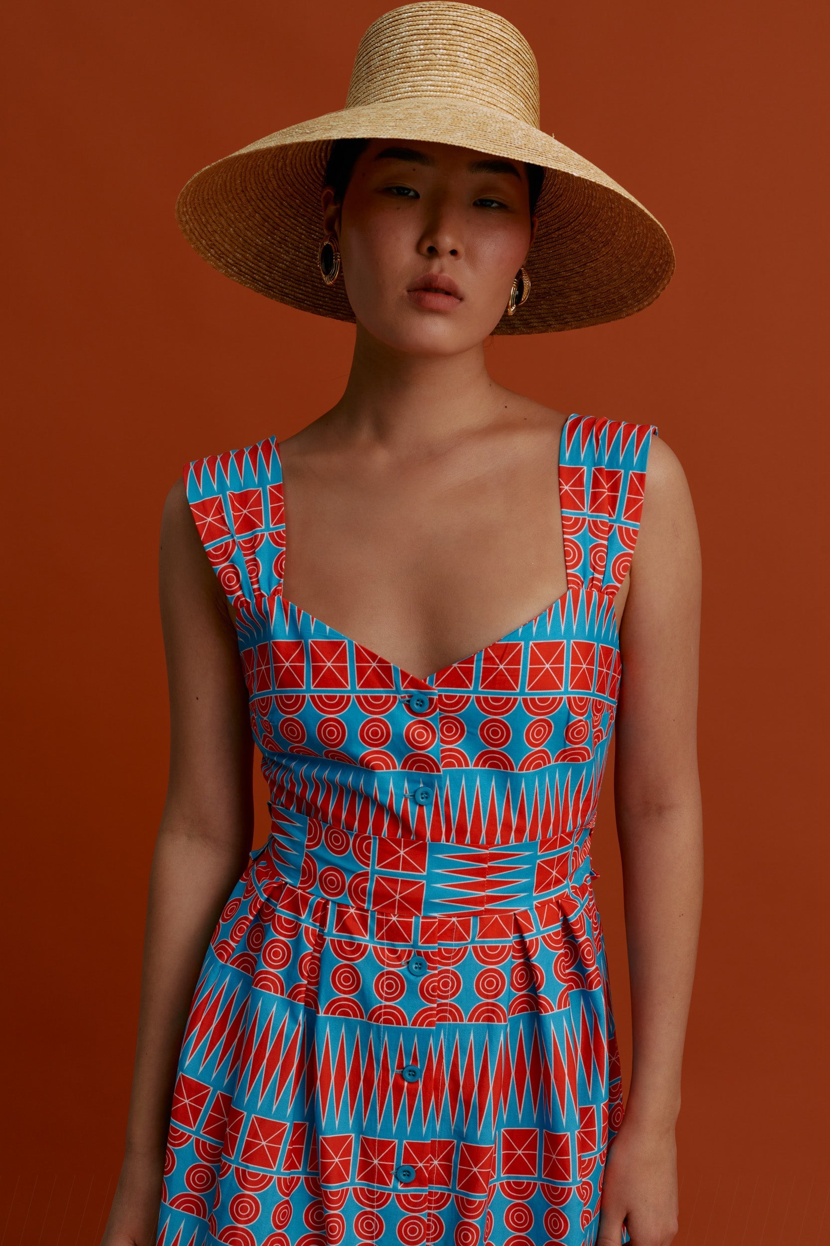 KARDAMYLA Maxi Dress (Pyrgousika in a row blue/red)