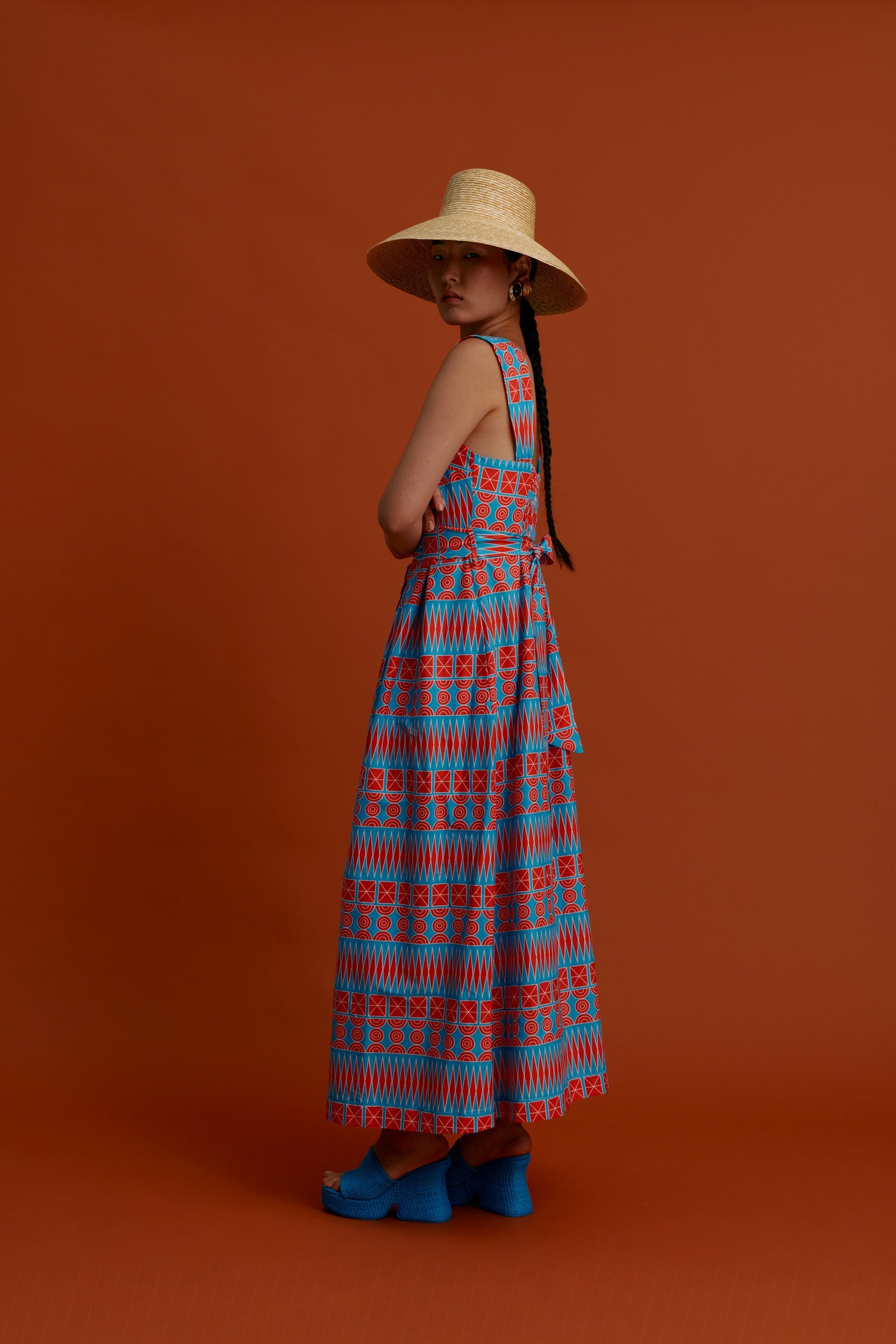 KARDAMYLA Maxi Dress (Pyrgousika in a row blue/red)