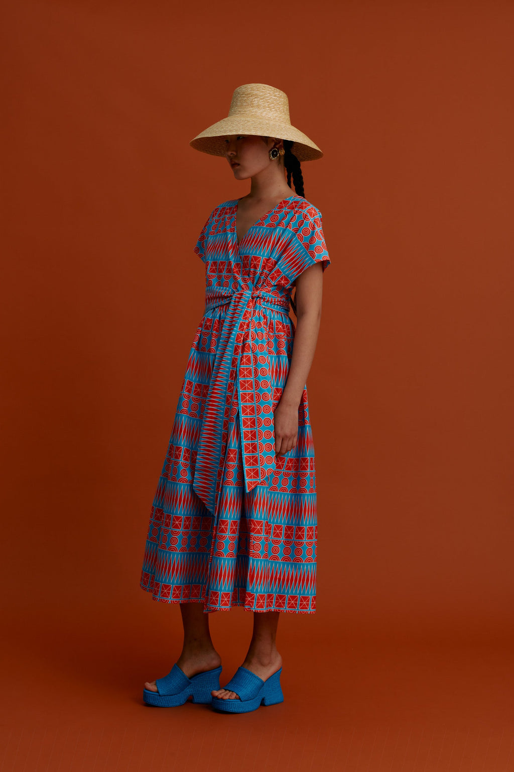 AVLONIA Maxi Dress (Pyrgousika in a row blue/red)