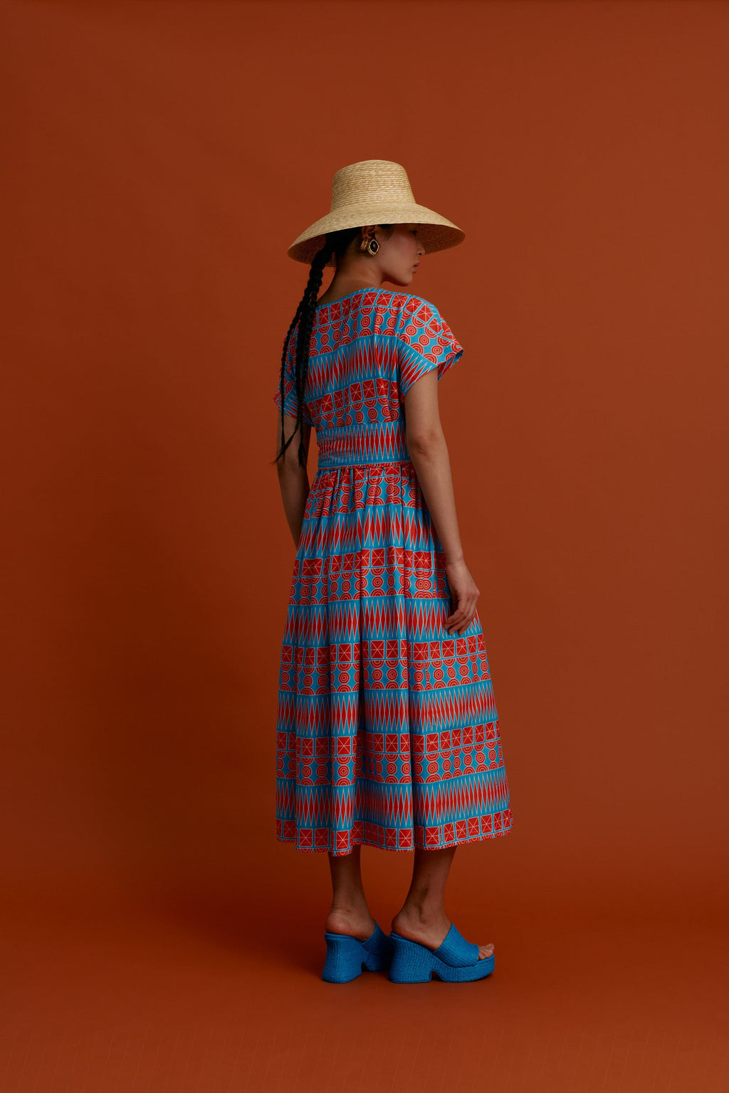AVLONIA Maxi Dress (Pyrgousika in a row blue/red)