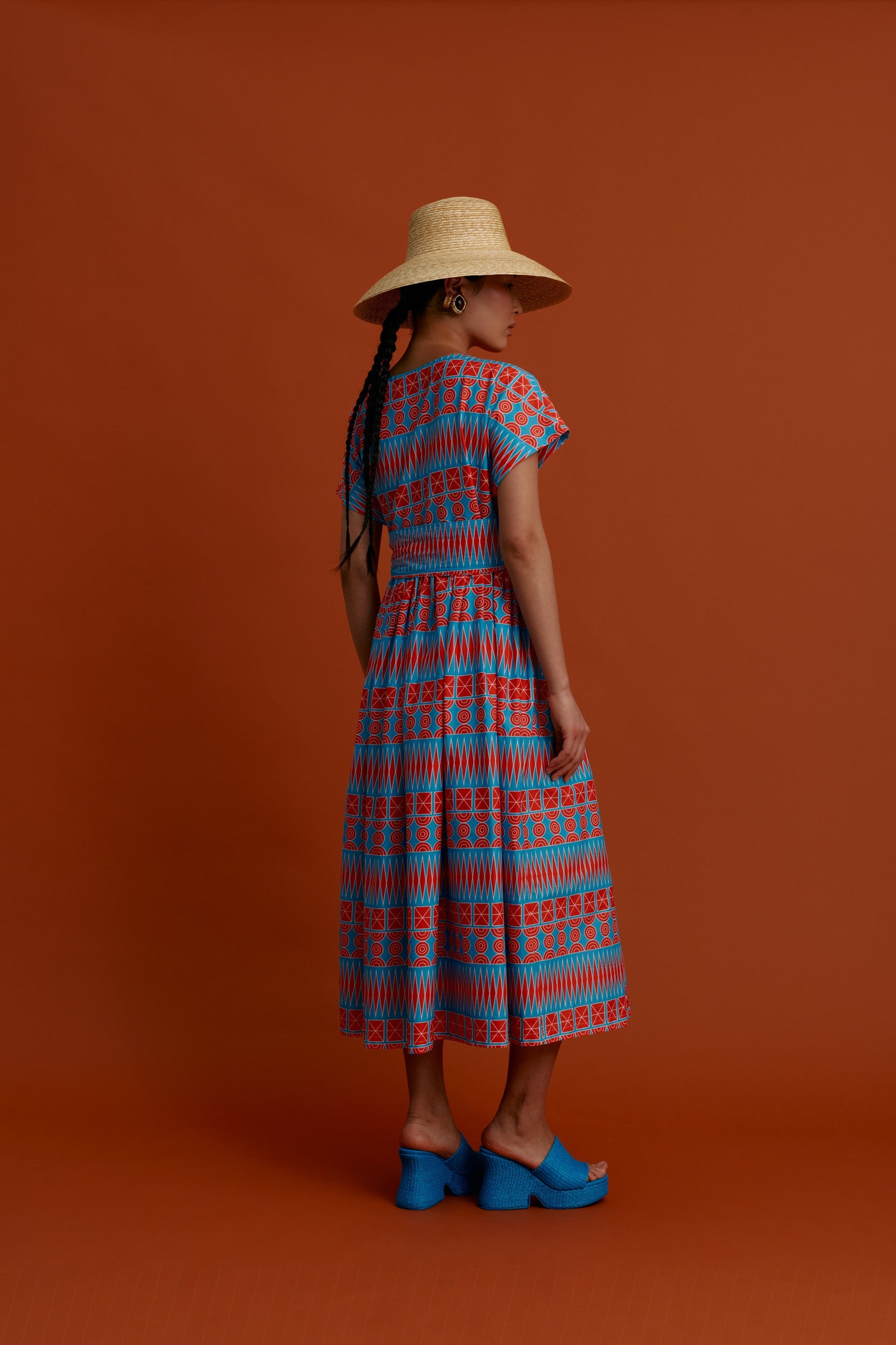 AVLONIA Maxi Dress (Pyrgousika in a row blue/red)