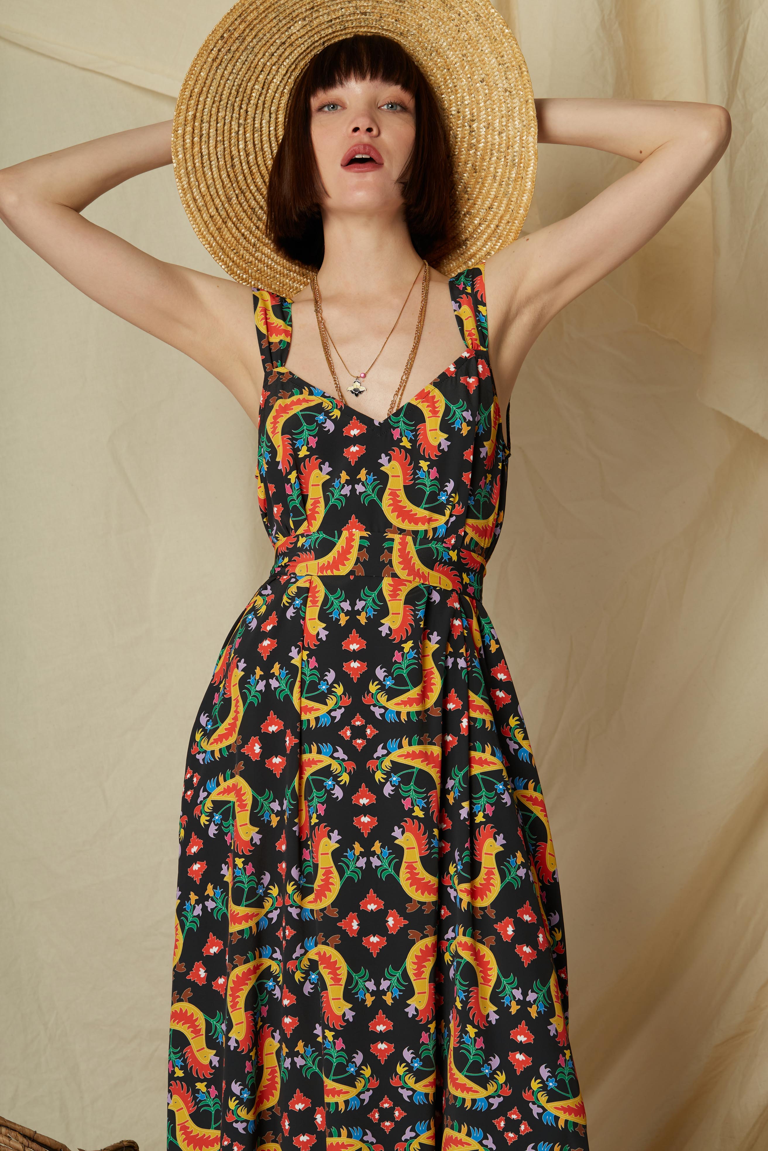 SKYROS MAXI DRESS (Tsalapetinos Black Print)