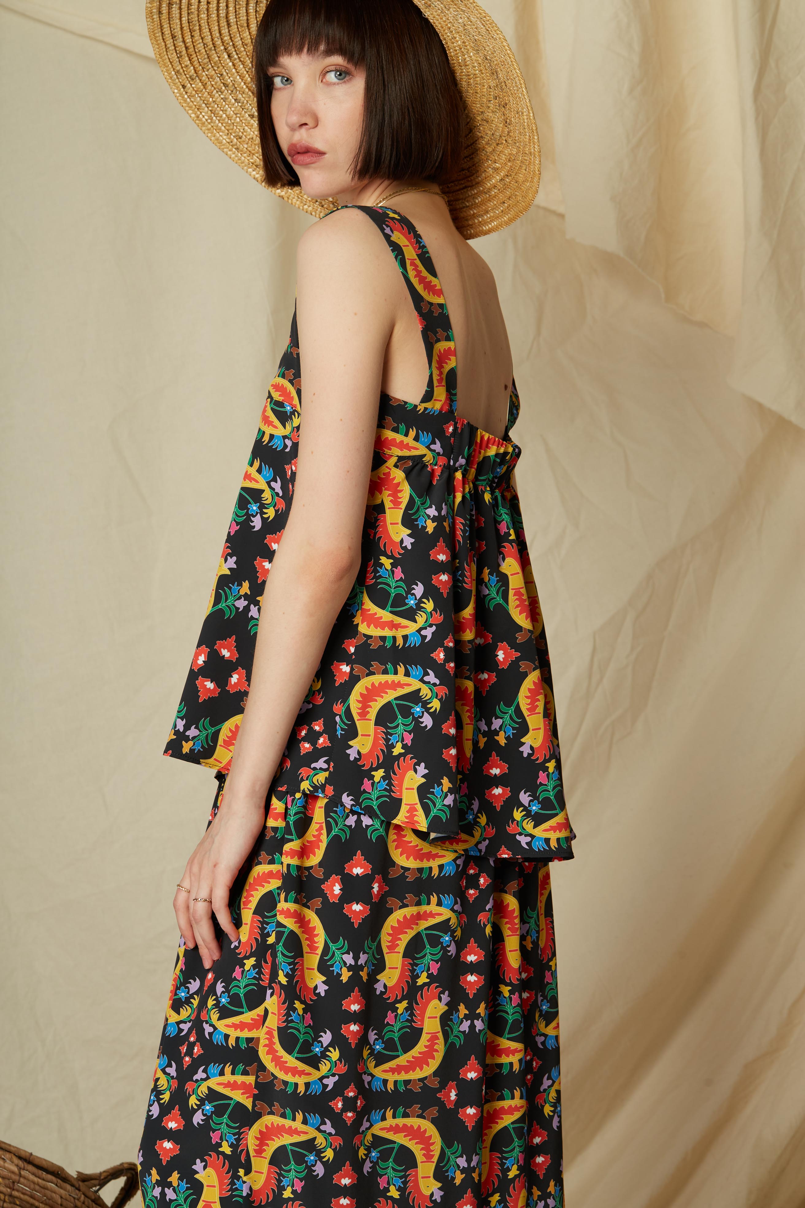 KALAMITSA TOP (Tsalapetinos Black Print)