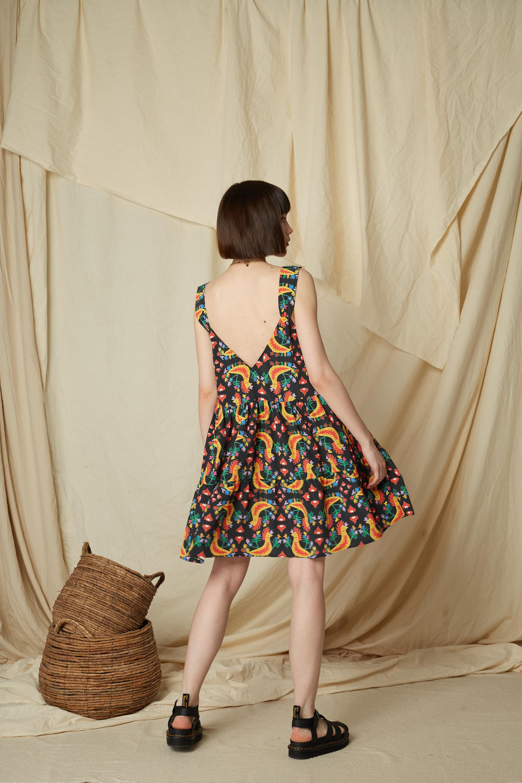 SKYRIANAKI MINI DRESS (Tsalapetinos Black Print)