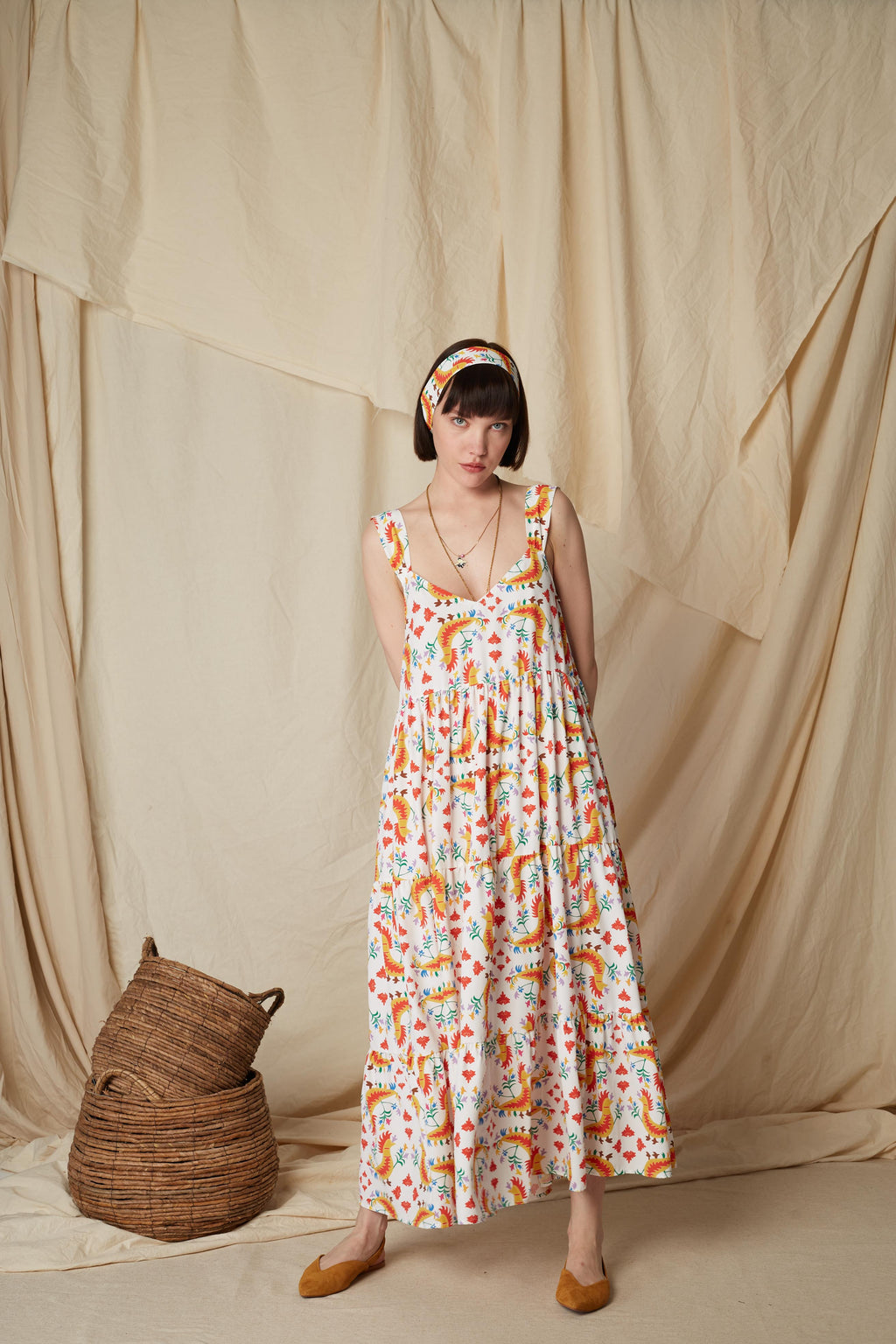 SKYROPOULA MAXI DRESS (Tsalapetinos White Print)