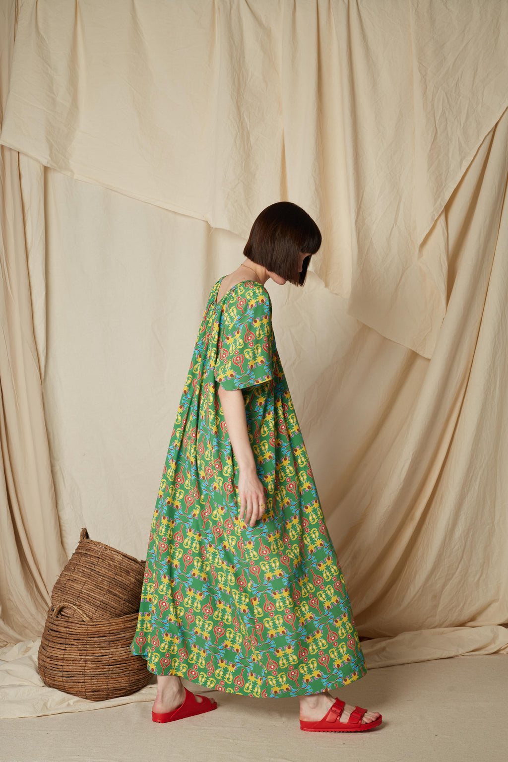 VALAXA MAXI DRESS (Oriental Green Print)