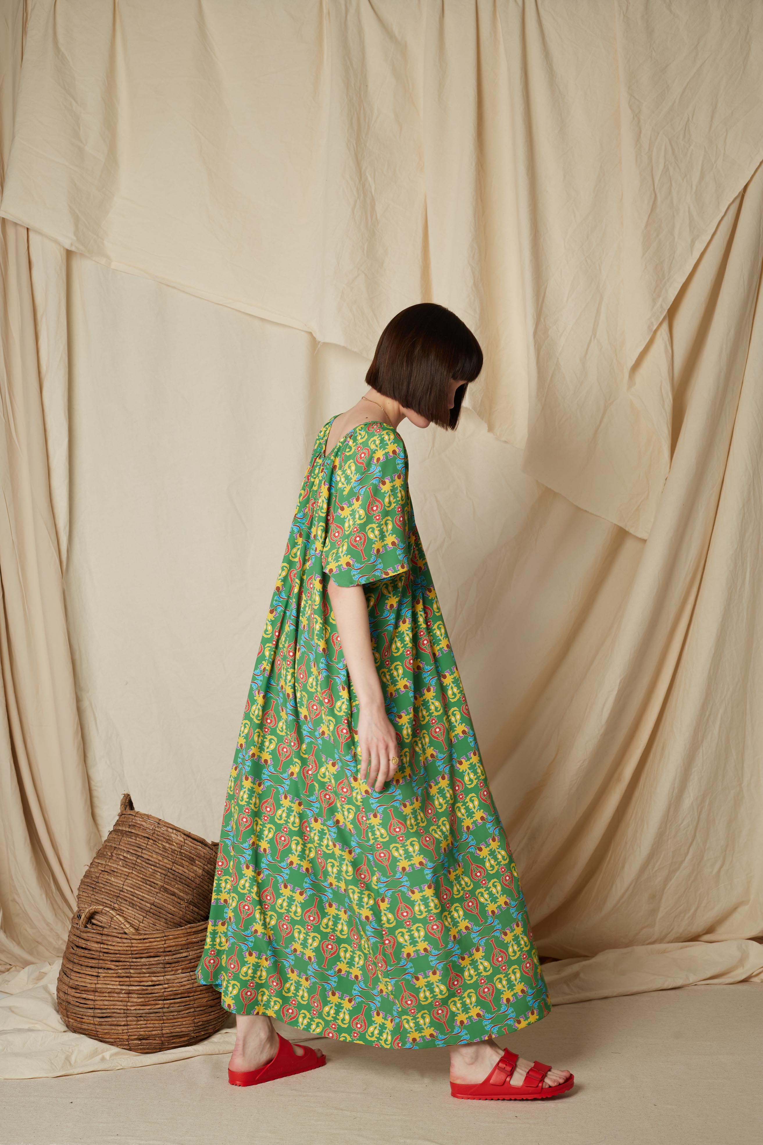 VALAXA MAXI DRESS (Oriental Green Print)