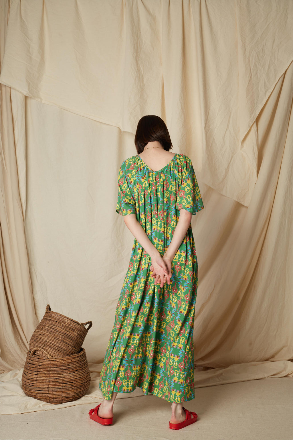 VALAXA MAXI DRESS (Oriental Green Print)