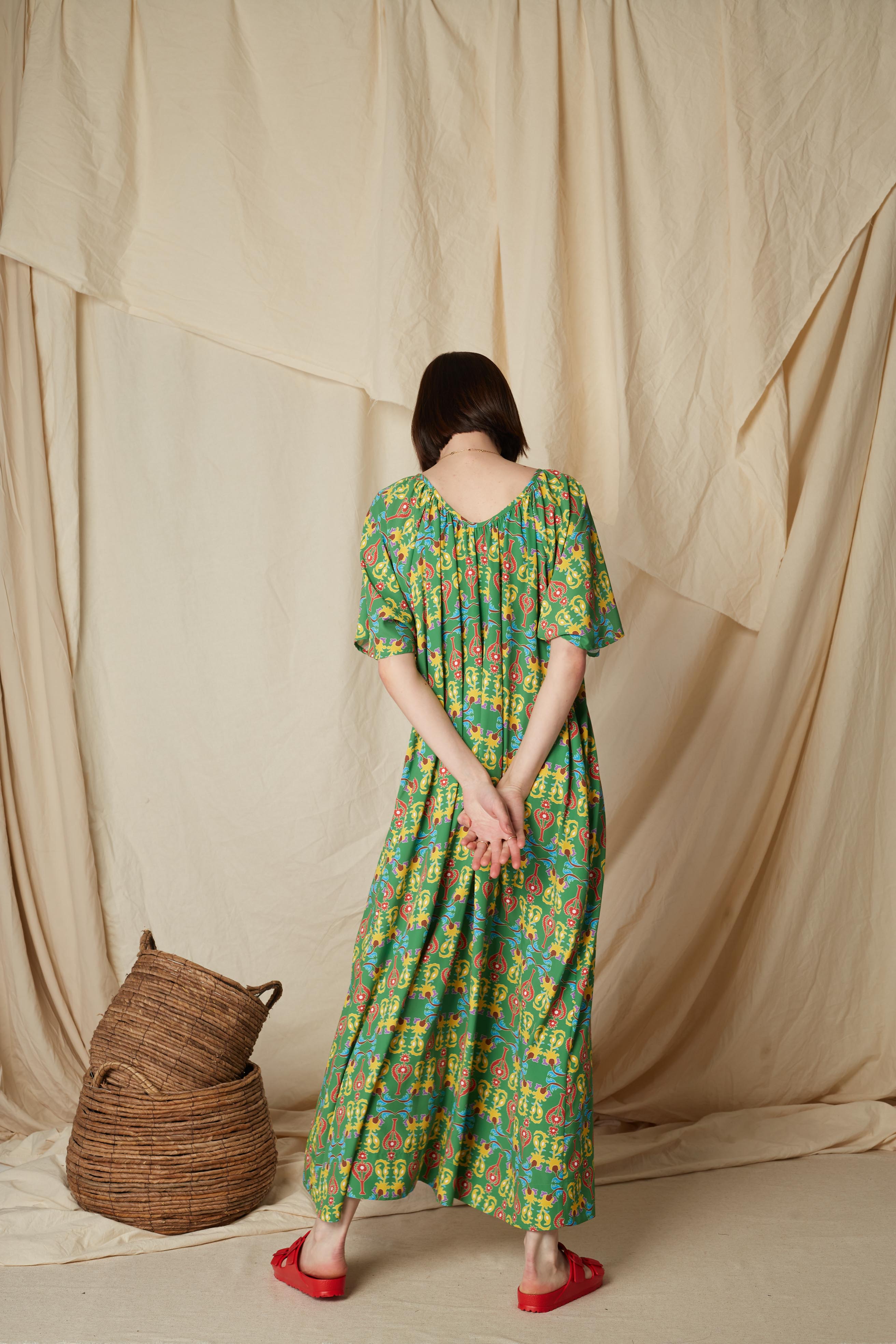 VALAXA MAXI DRESS (Oriental Green Print)