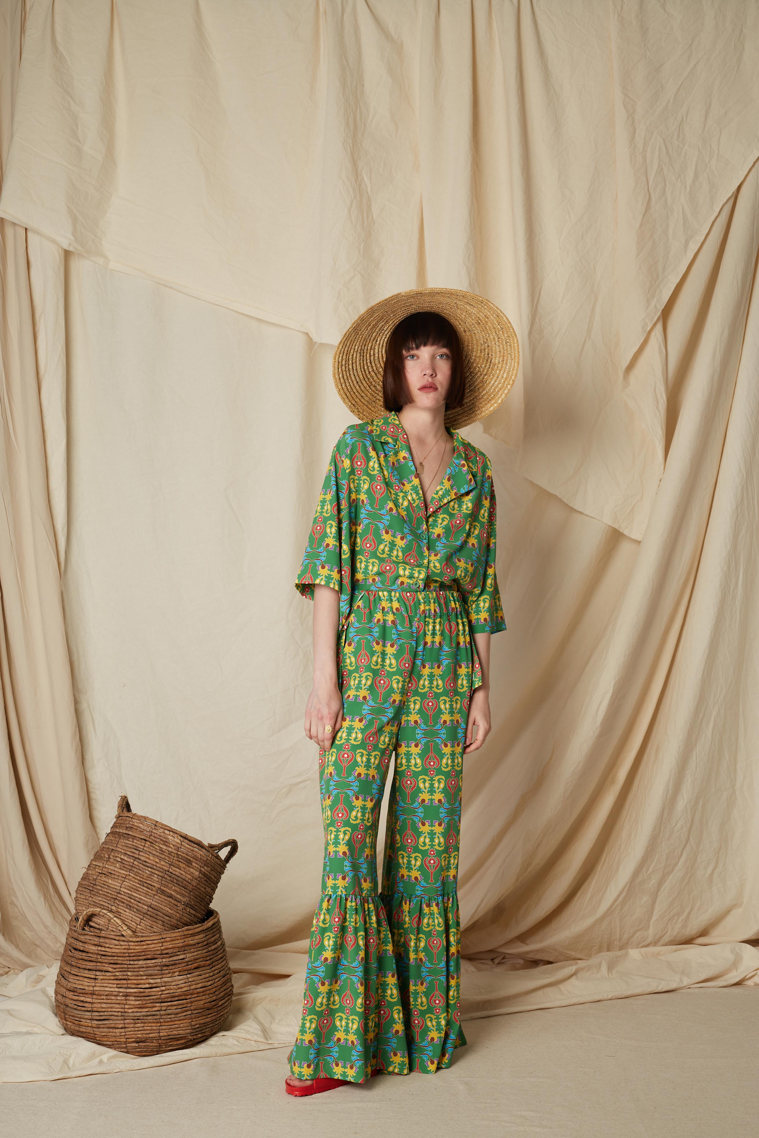 ASPOUS PANTS (Oriental Green Print)