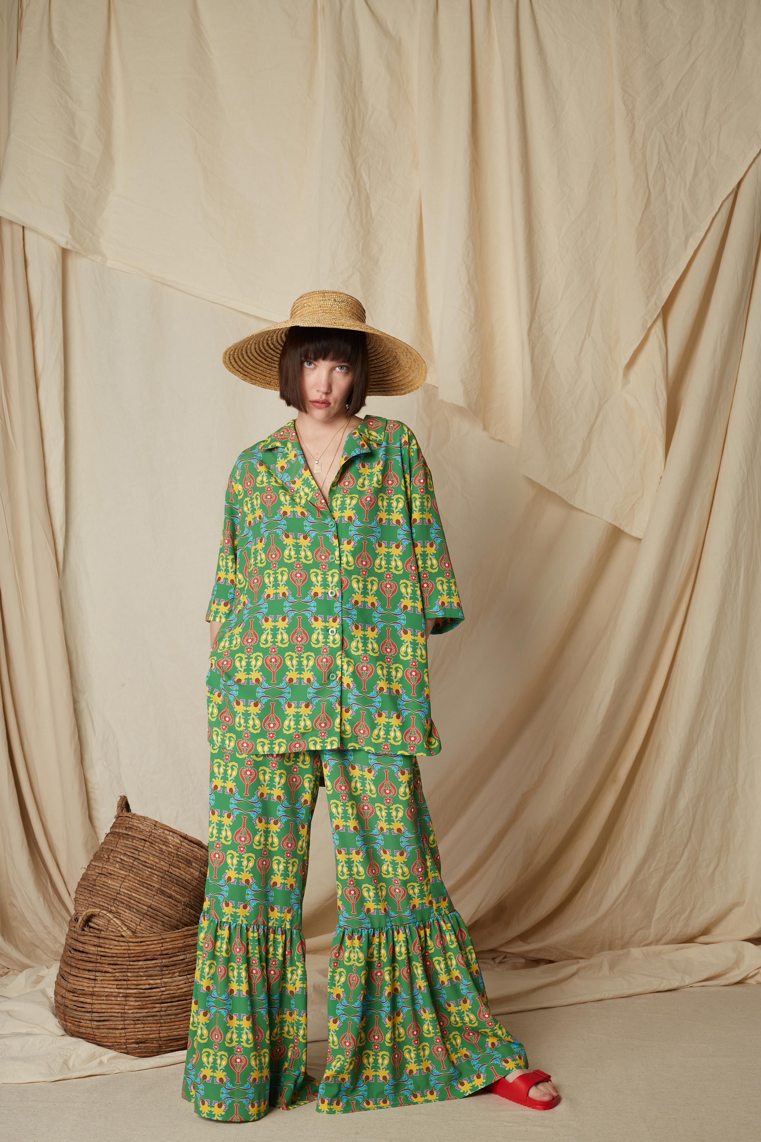 ASPOUS PANTS (Oriental Green Print)