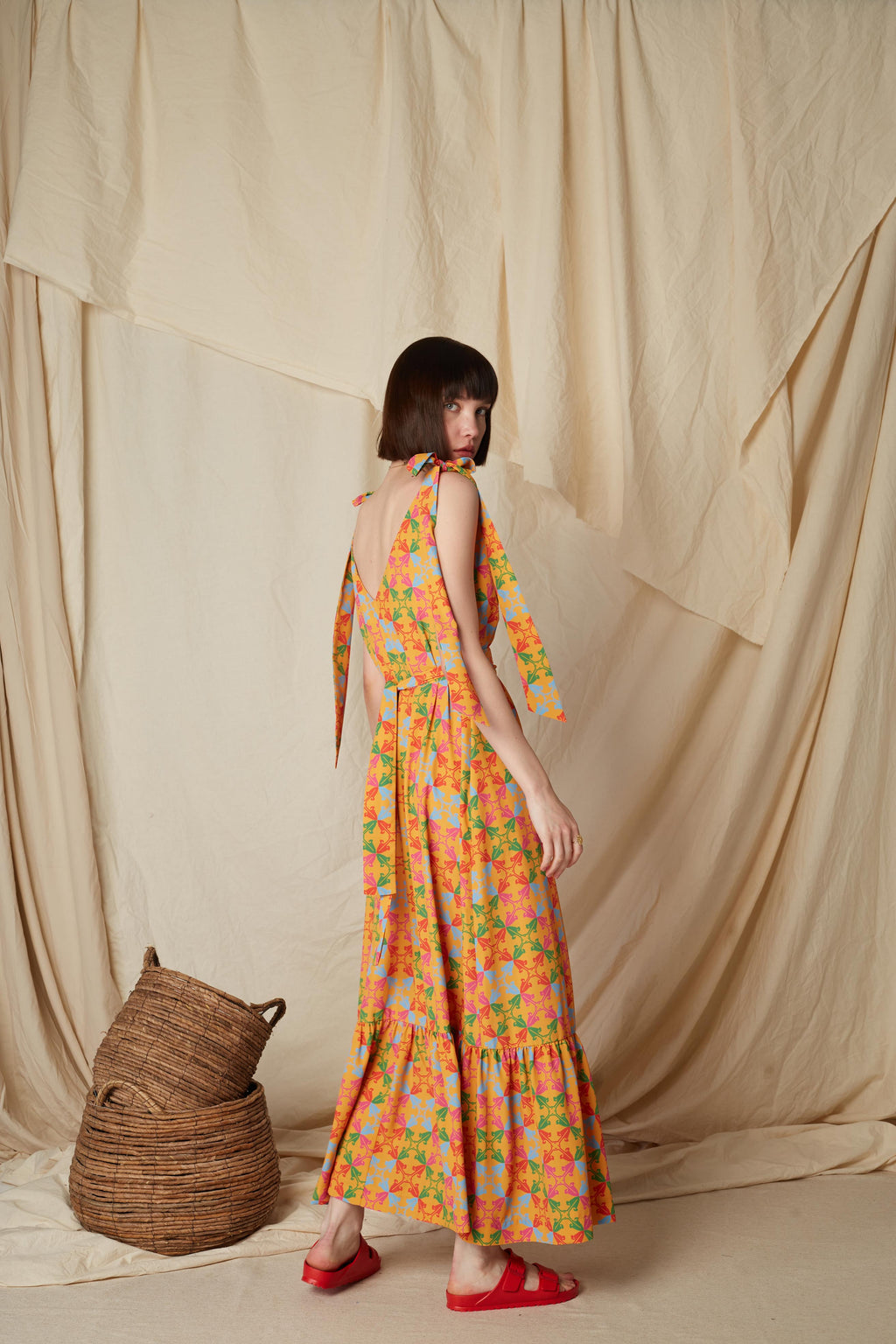 FLEA MAXI DRESS (X-Orange Print)