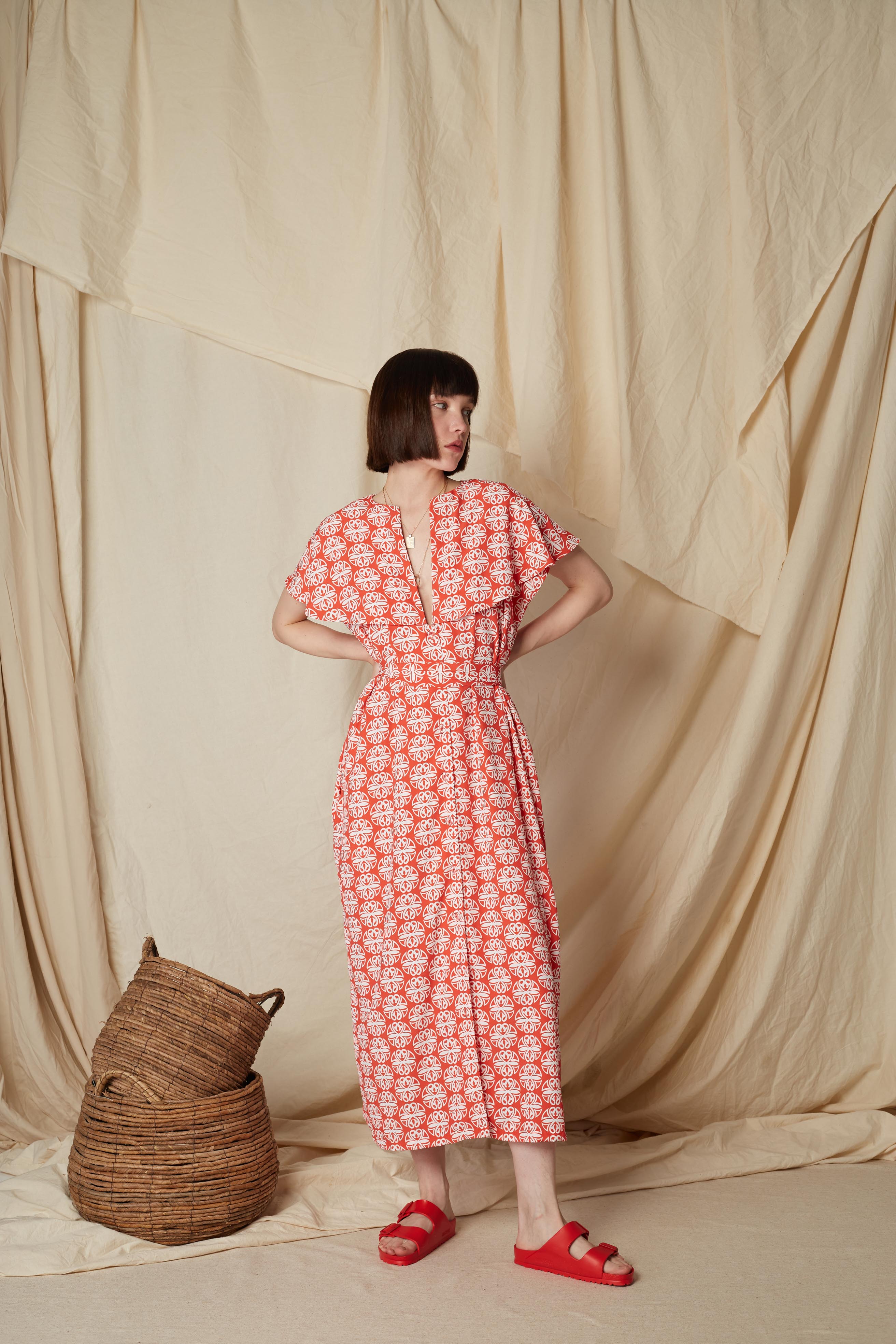 PANAGIA MAXI DRESS (Round Red Print)