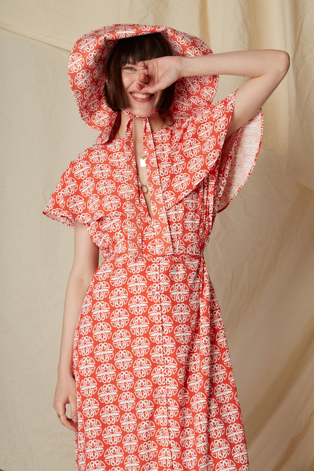 PANAGIA MAXI DRESS (Round Red Print)