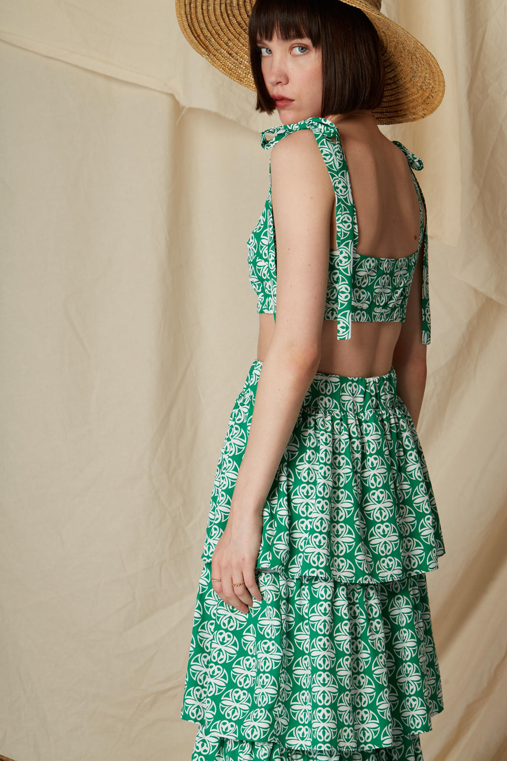 LINARIA CROP TOP (Round Green Print)