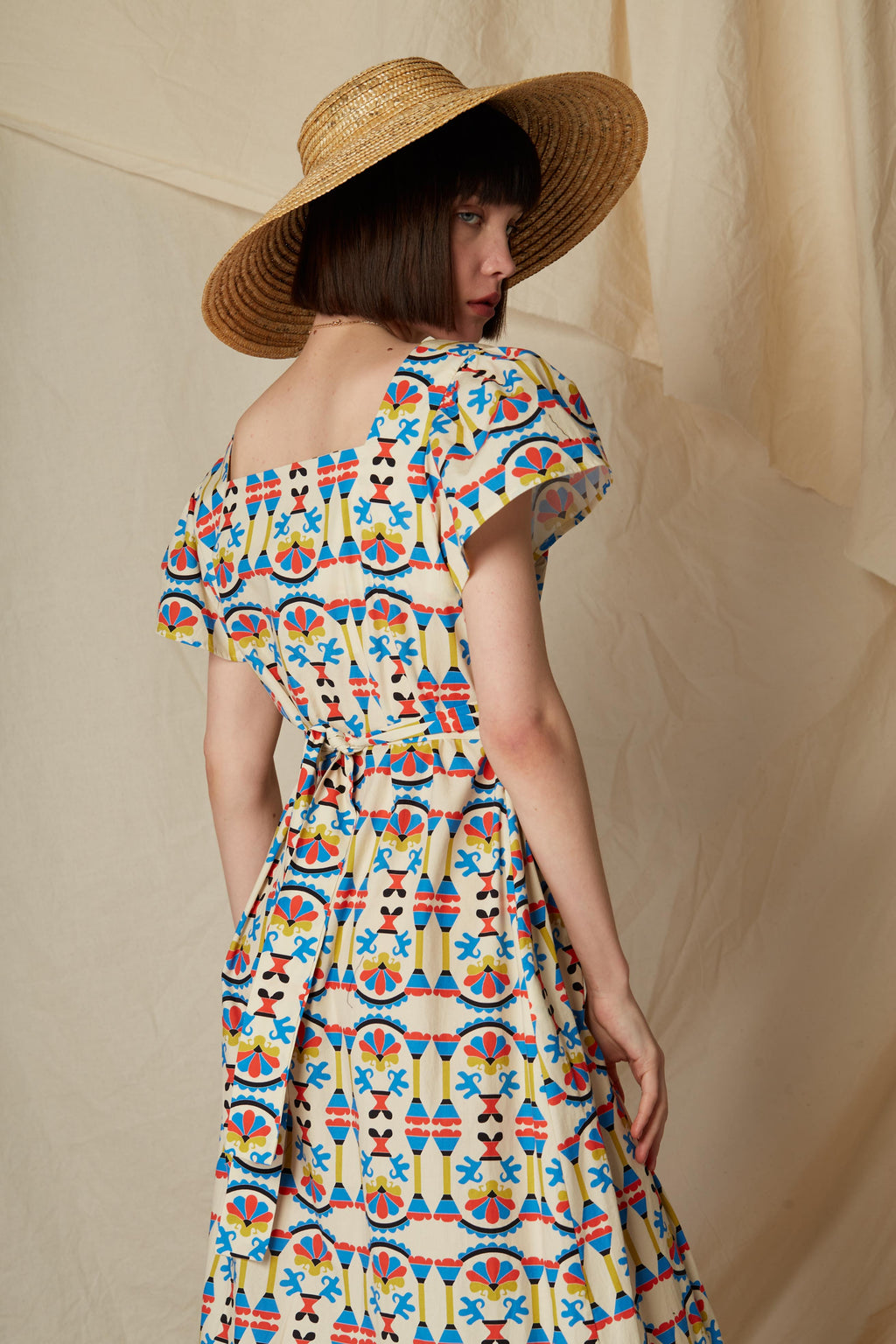 AGNOS MAXI DRESS (Column Beige Print)
