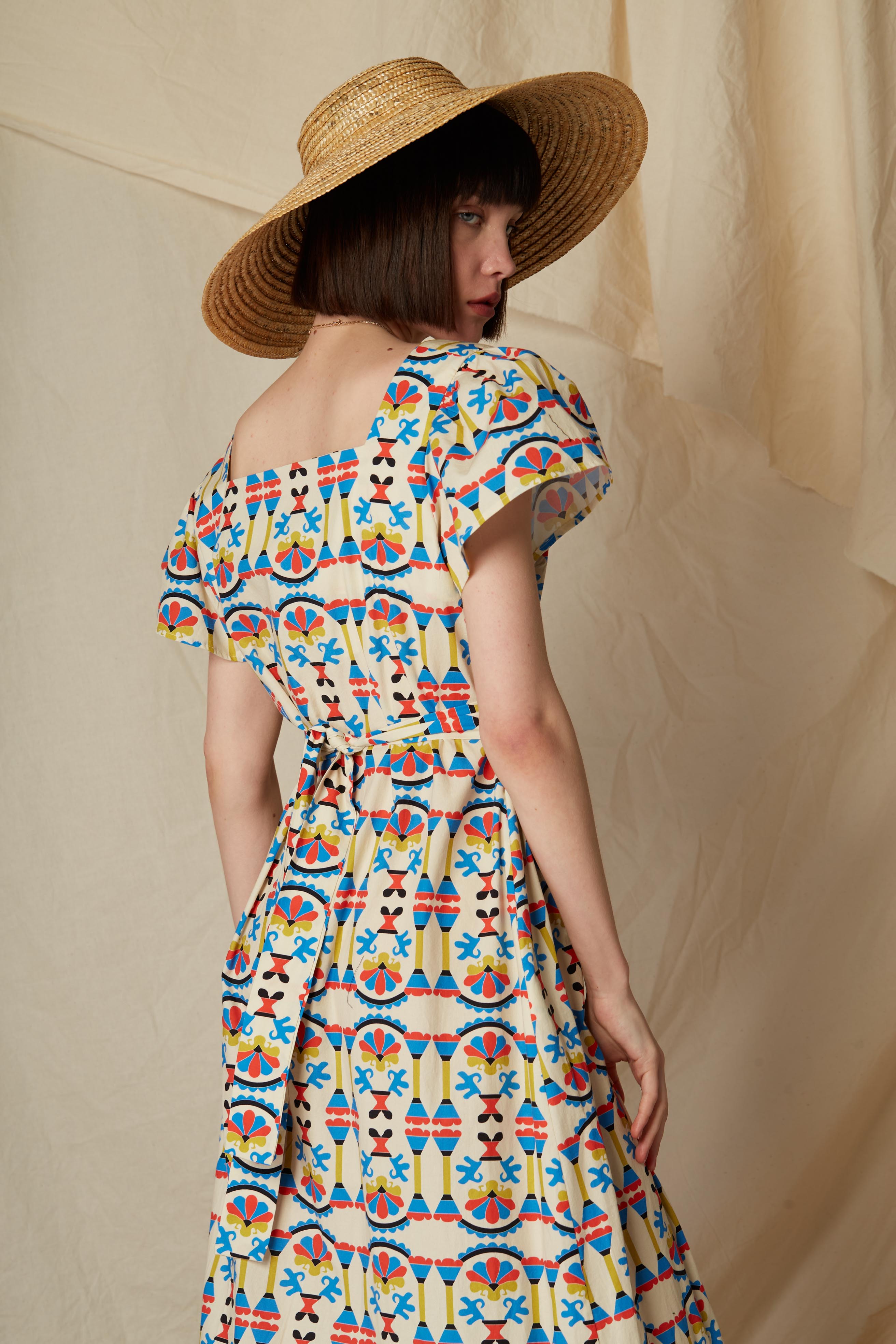 AGNOS MAXI DRESS (Column Beige Print)