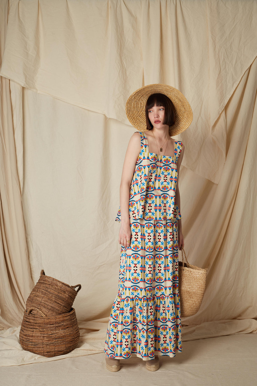KALAMITSA SKIRT (Column Beige Print)