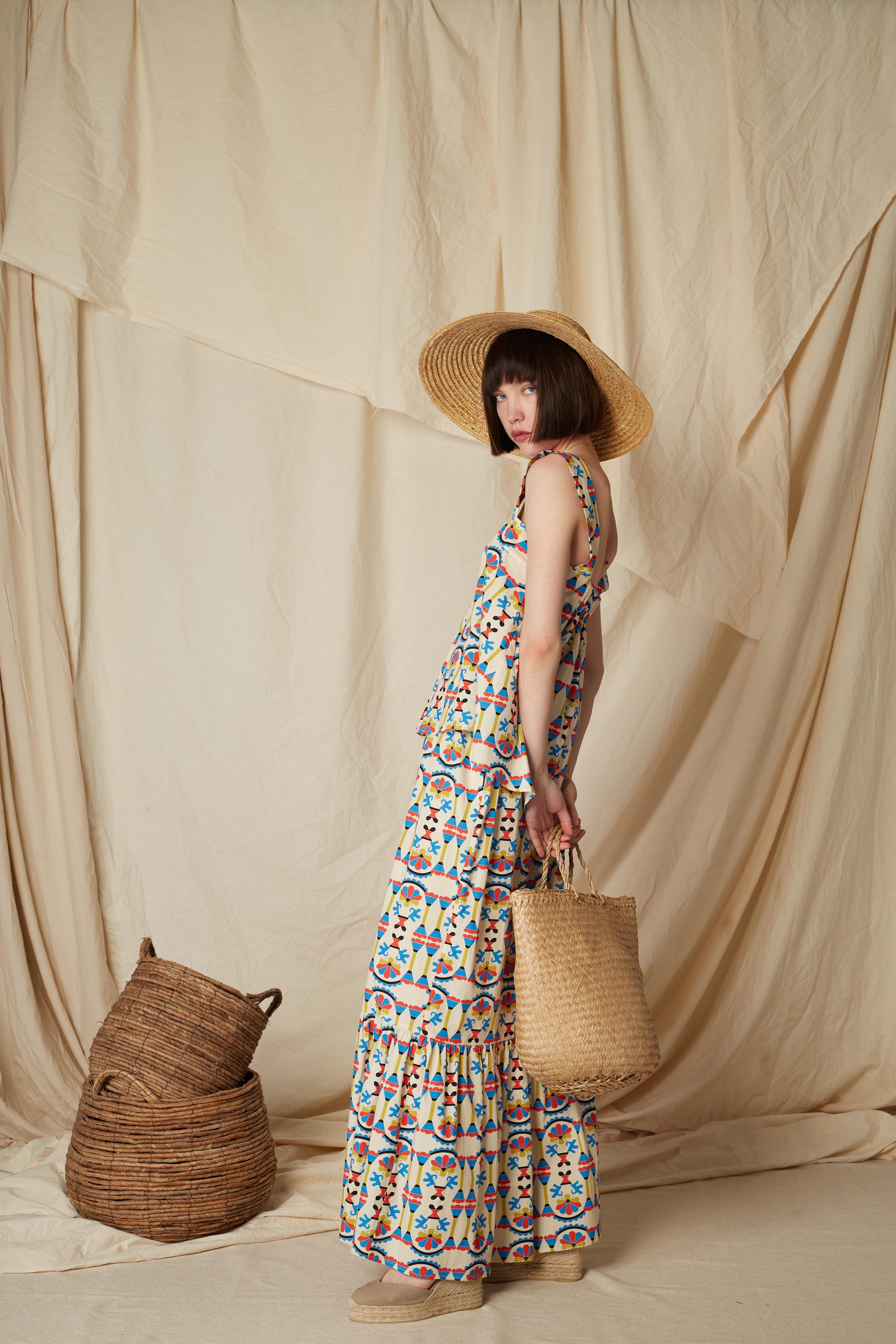 KALAMITSA SKIRT (Column Beige Print)