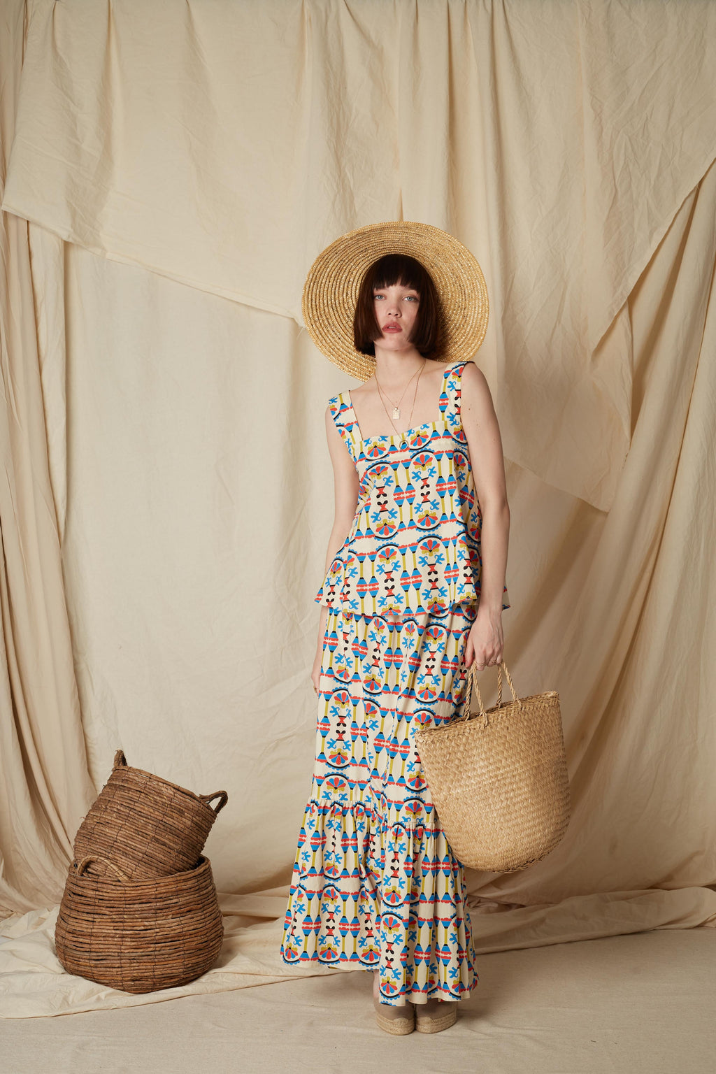 KALAMITSA TOP (Column Beige Print)