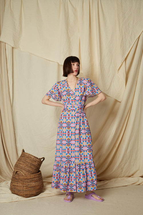 ACHEROUNES MAXI DRESS (Column Mauve Print)