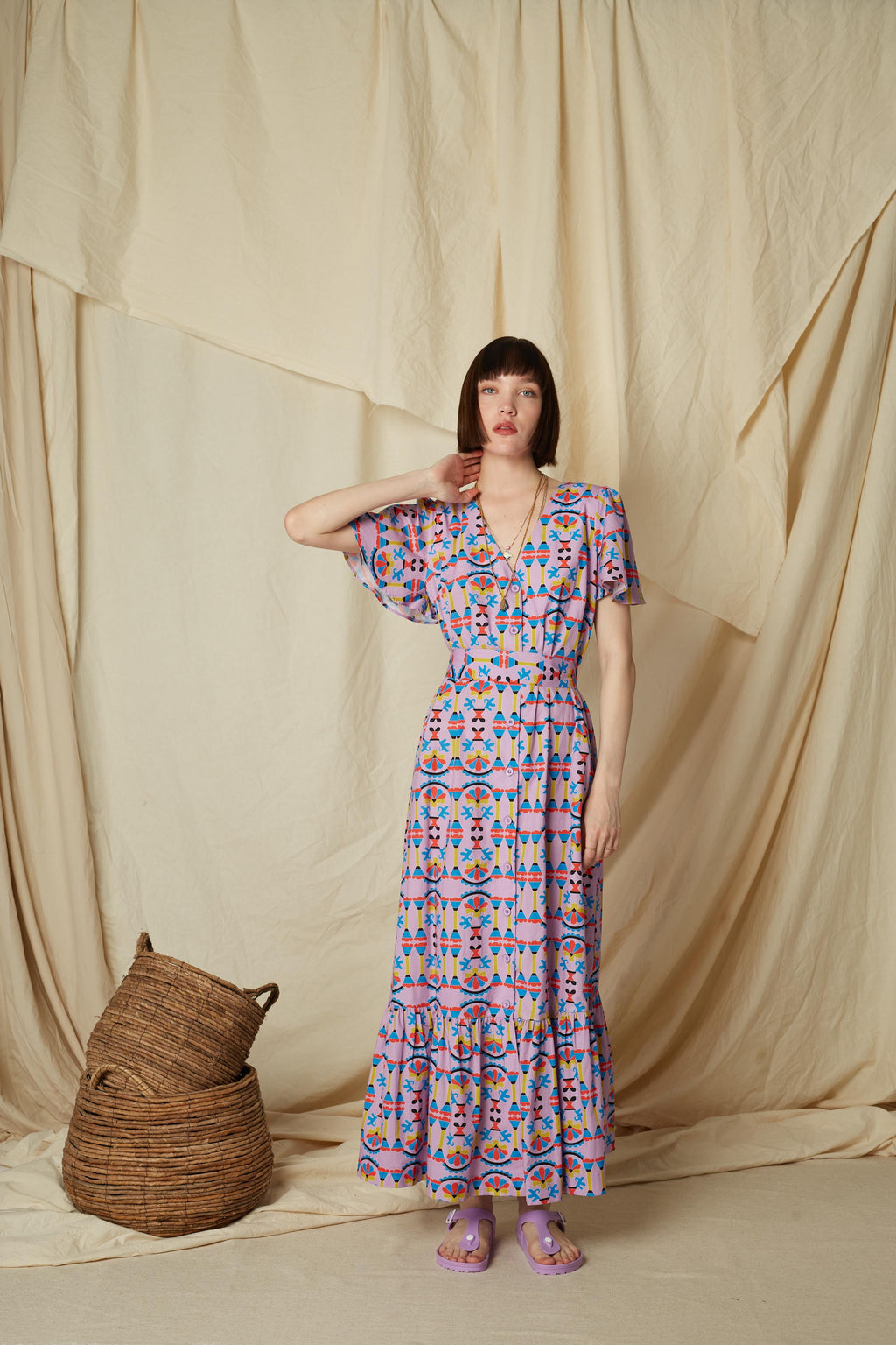 ACHEROUNES MAXI DRESS (Column Mauve Print)