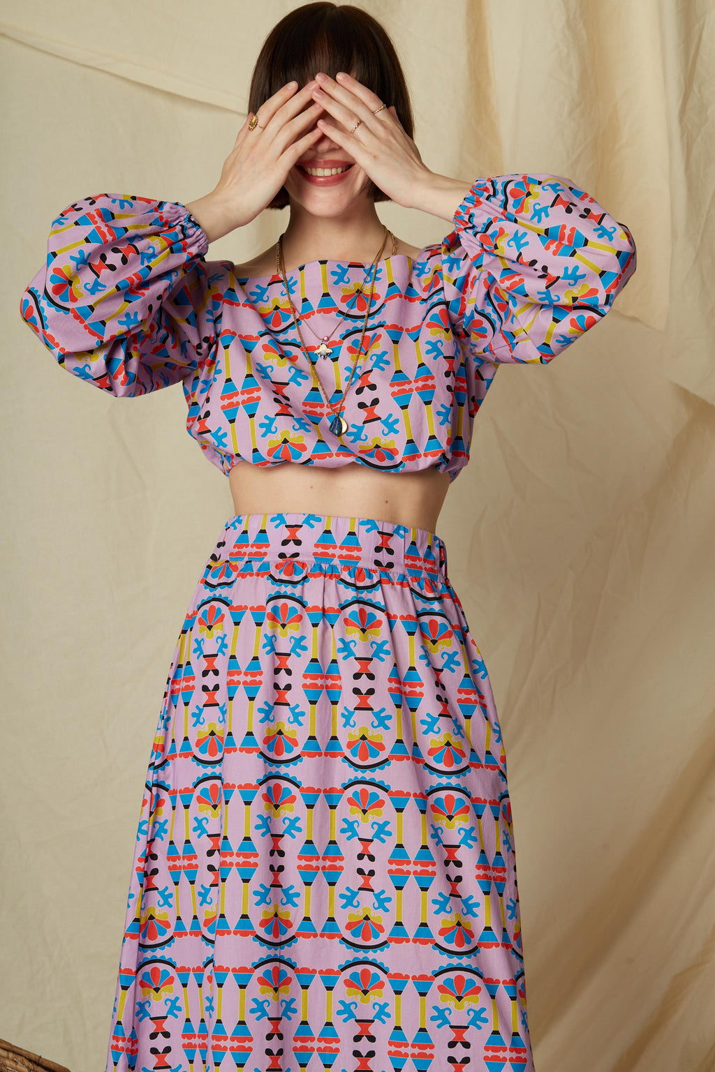 AGALIPA SKIRT (Column Mauve Print)