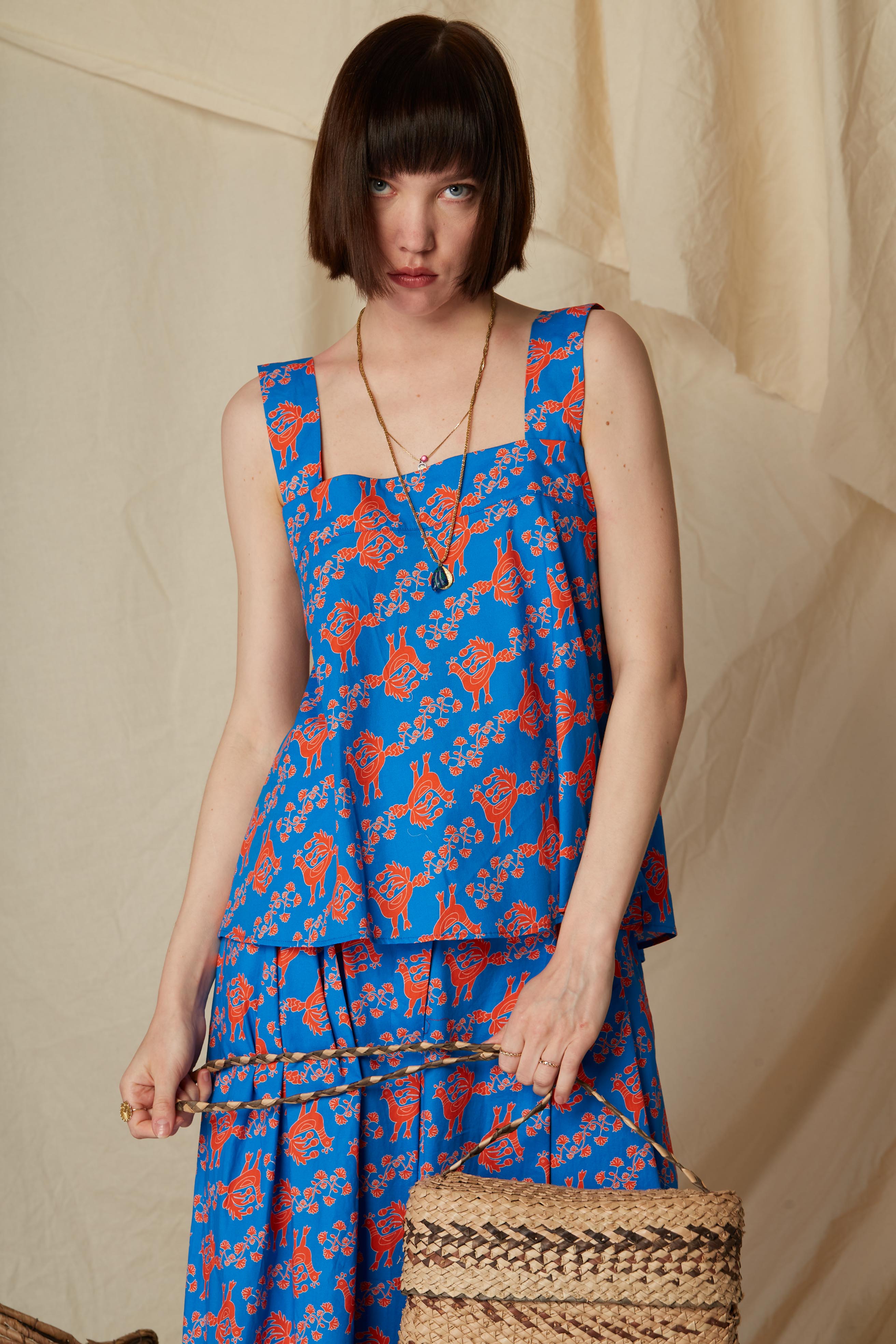 KALAMITSA TOP (Skyriana Birds Print)