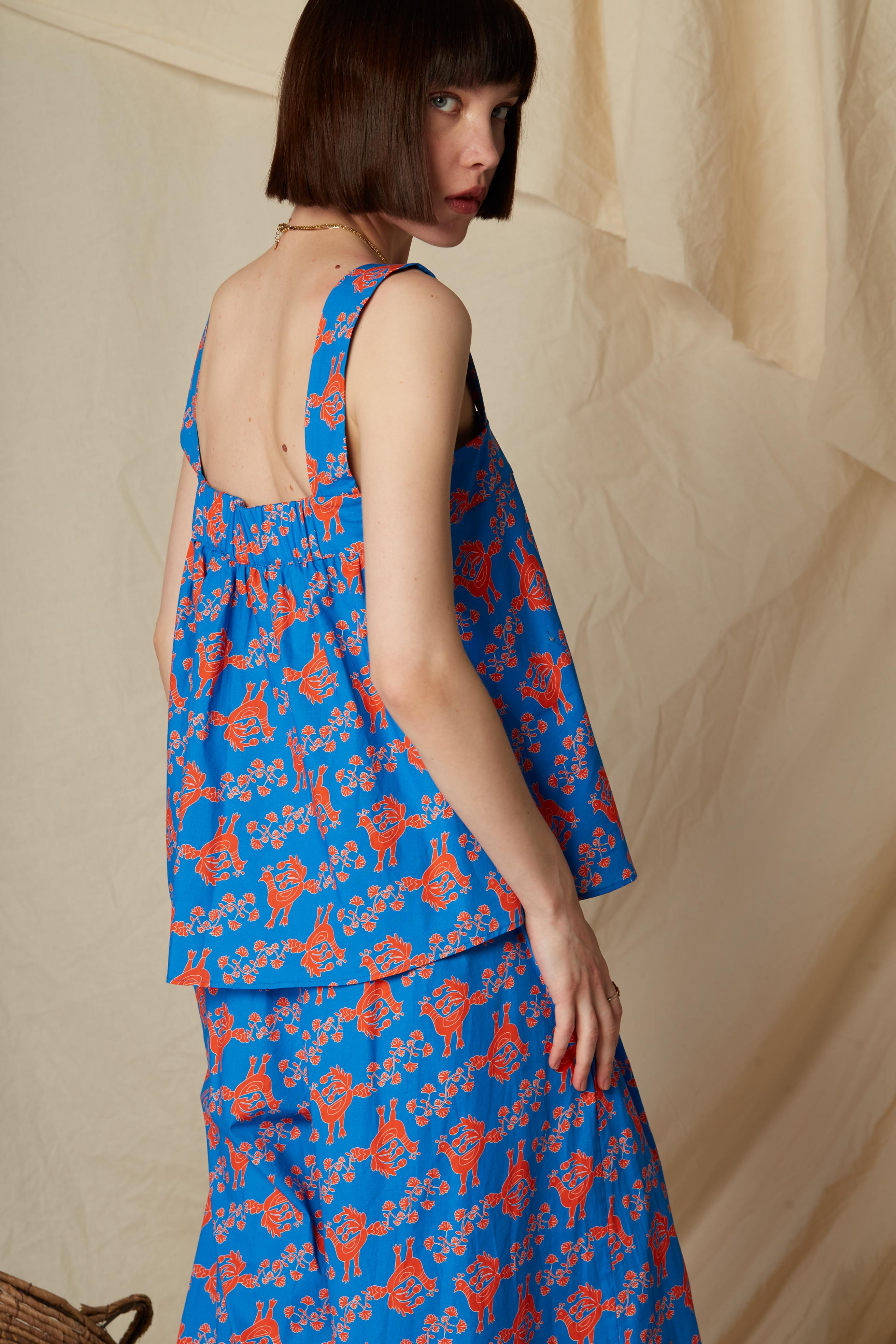 KALAMITSA TOP (Skyriana Birds Print)