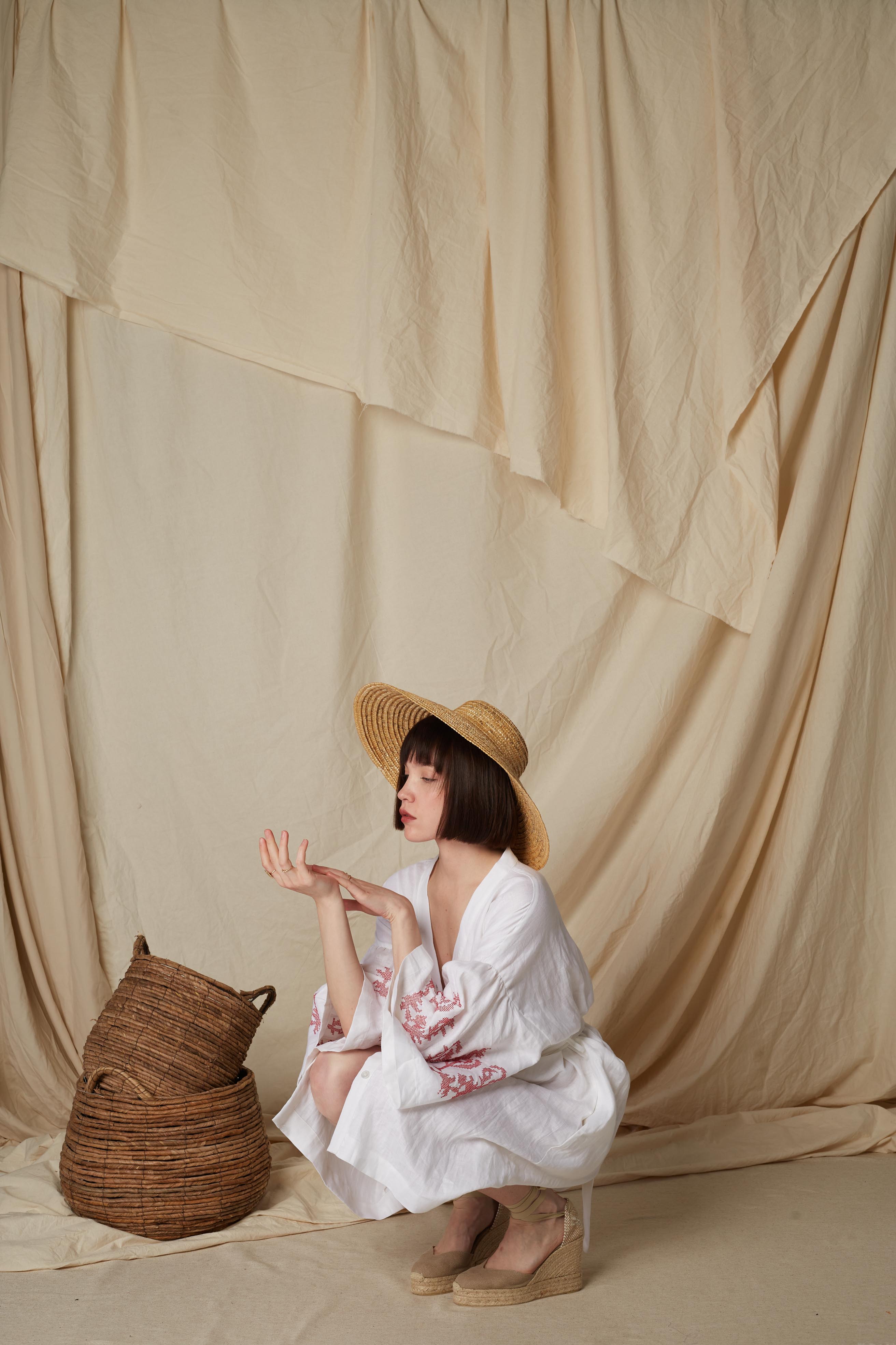 SARAKINO MINI DRESS (White Linen)