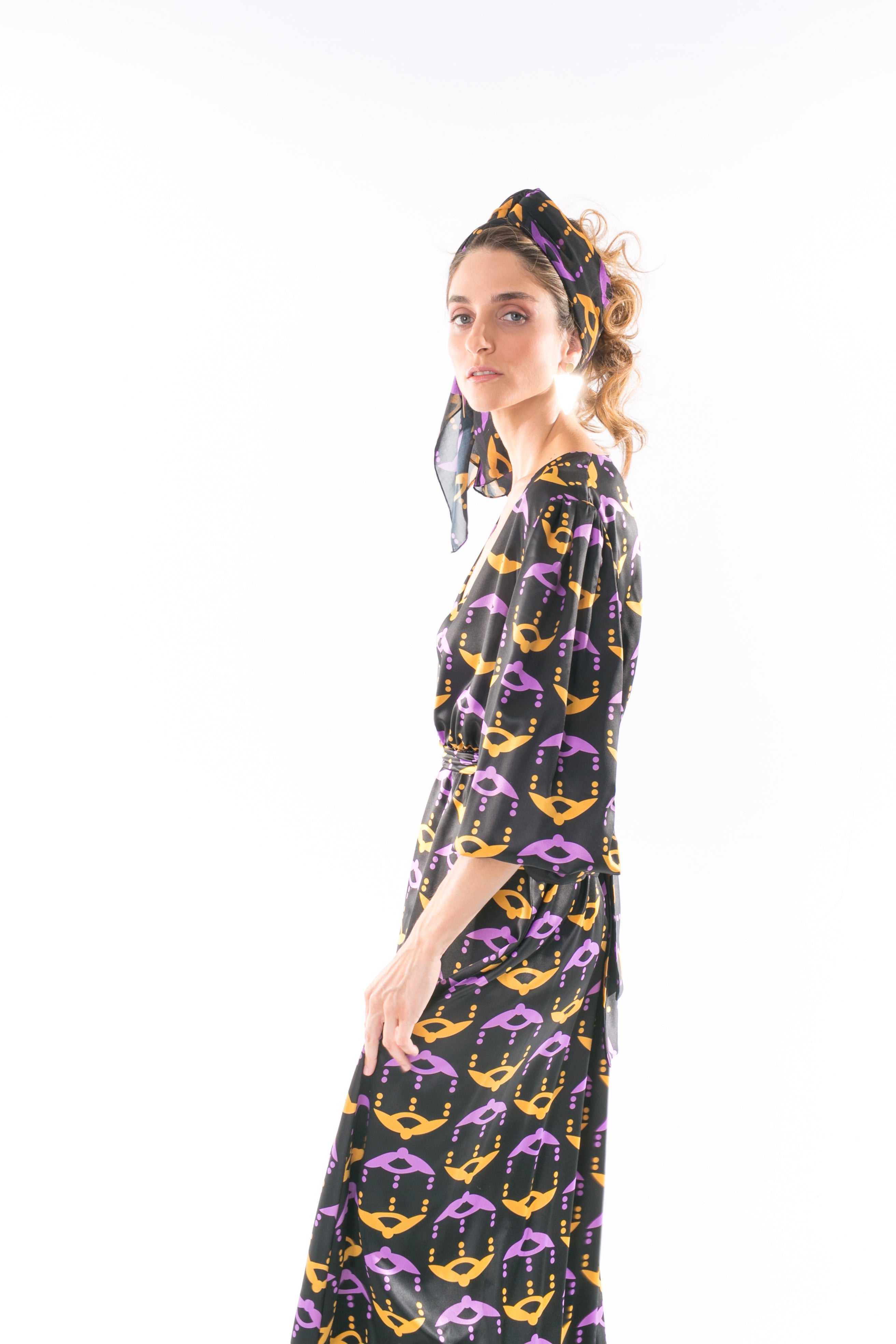 MELITTA Dress in Mustard/Purple