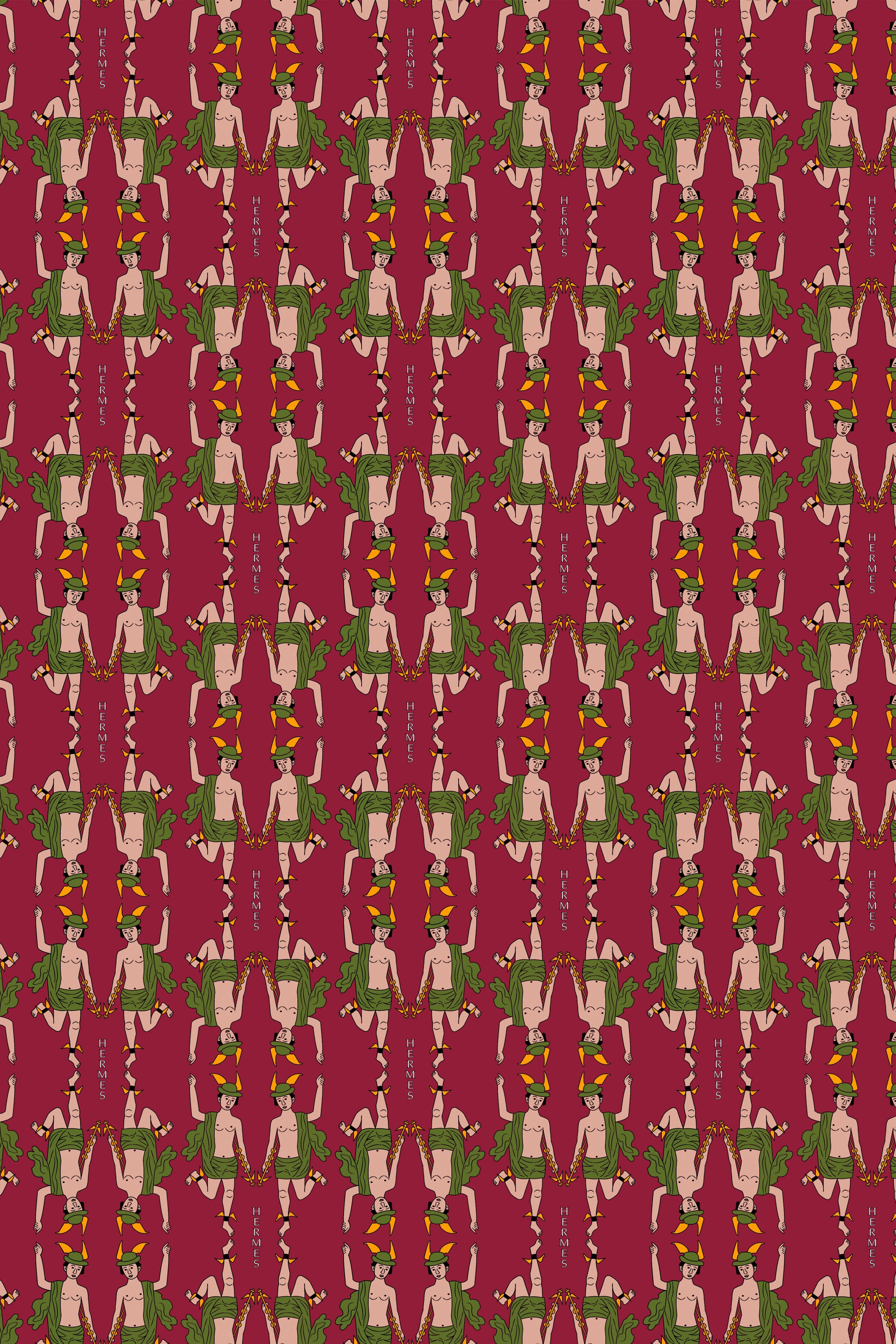 HELIOS DRESS (Hermes Bordeaux Print)