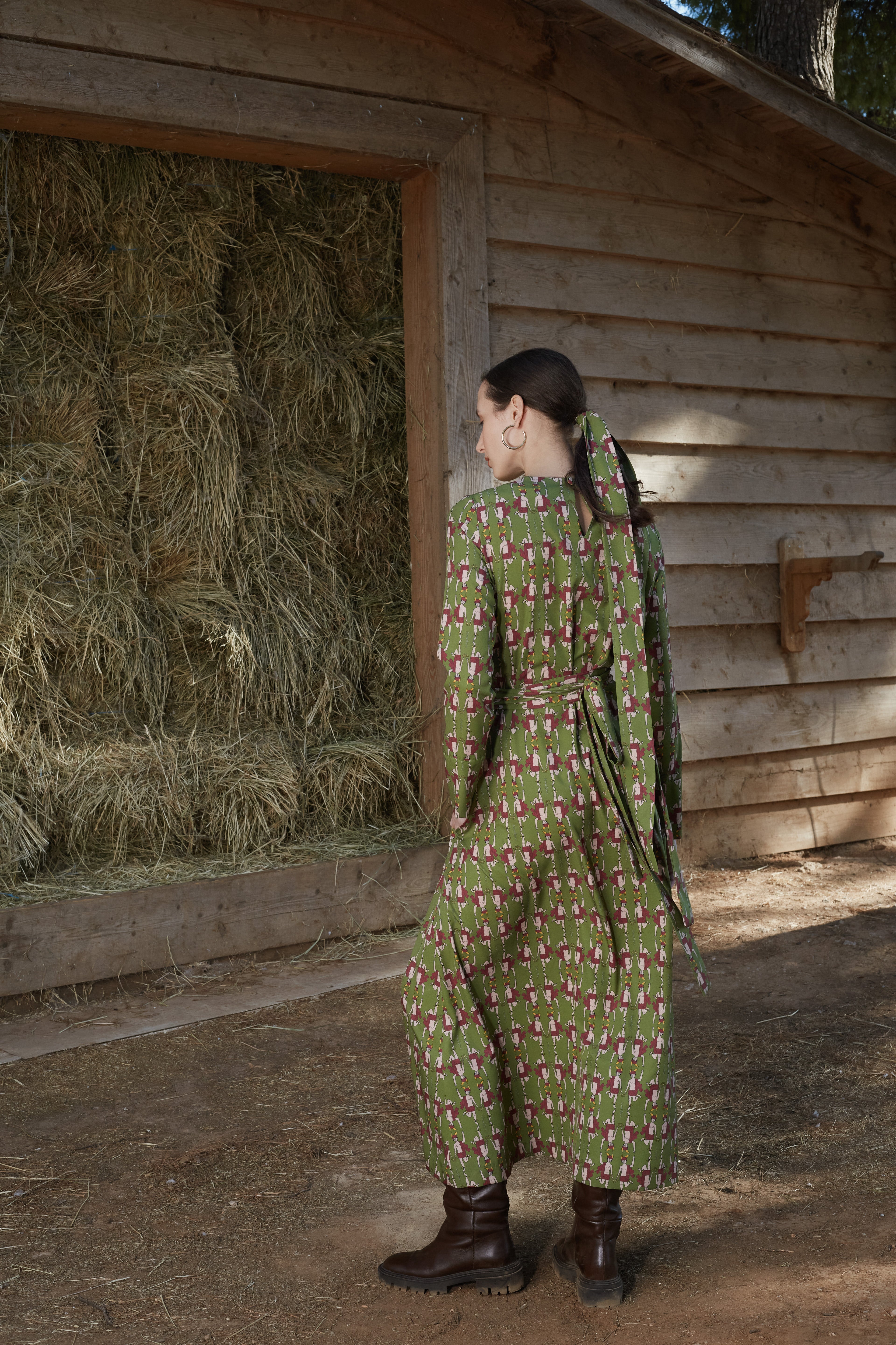 HELIOS DRESS (Hermes Green Print)