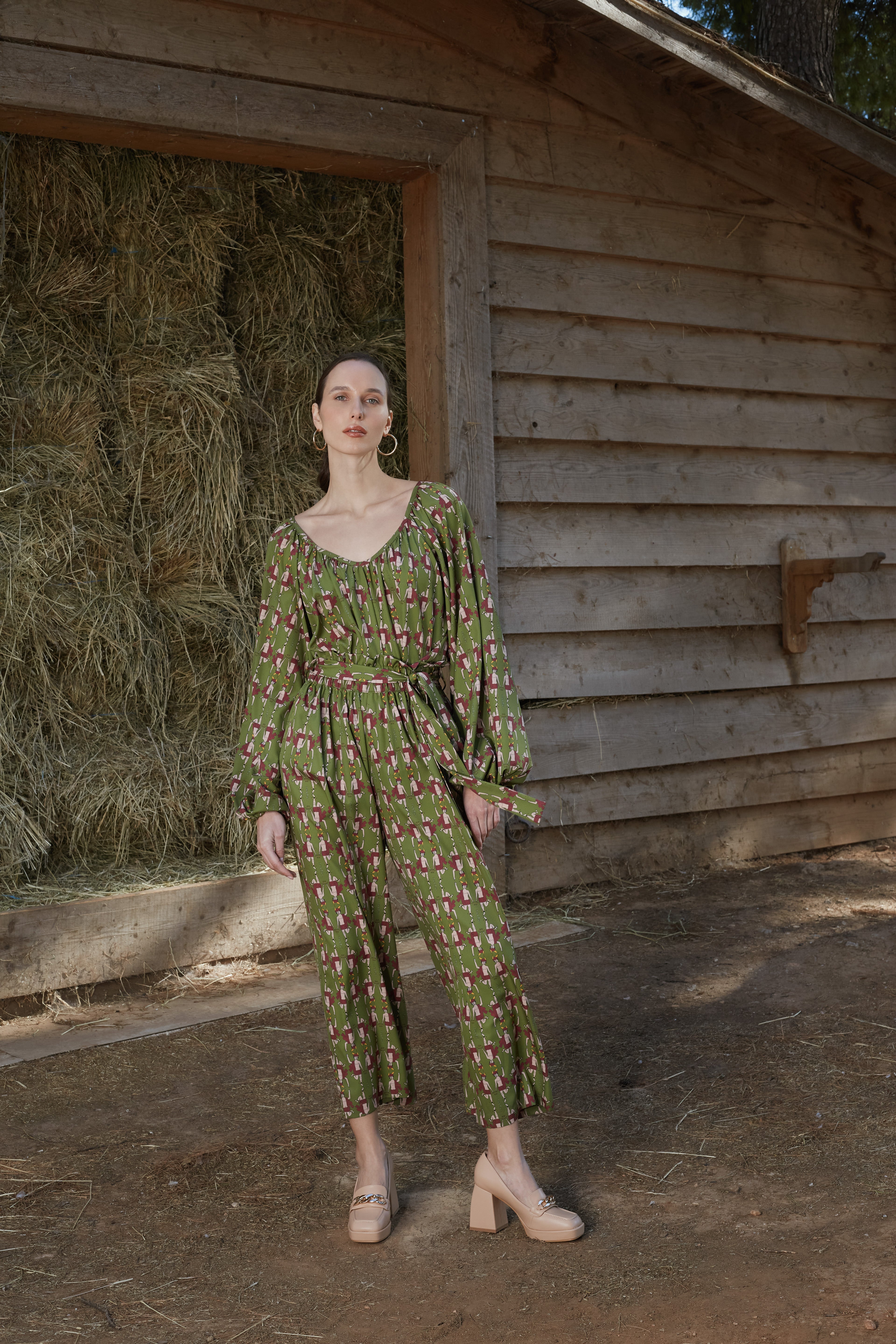 VLACHA TOP(Hermes Green Print)