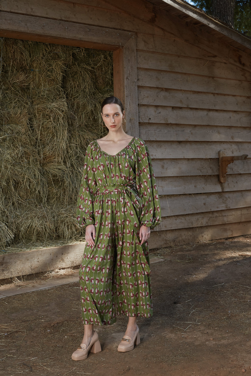 VLACHA TOP(Hermes Green Print)