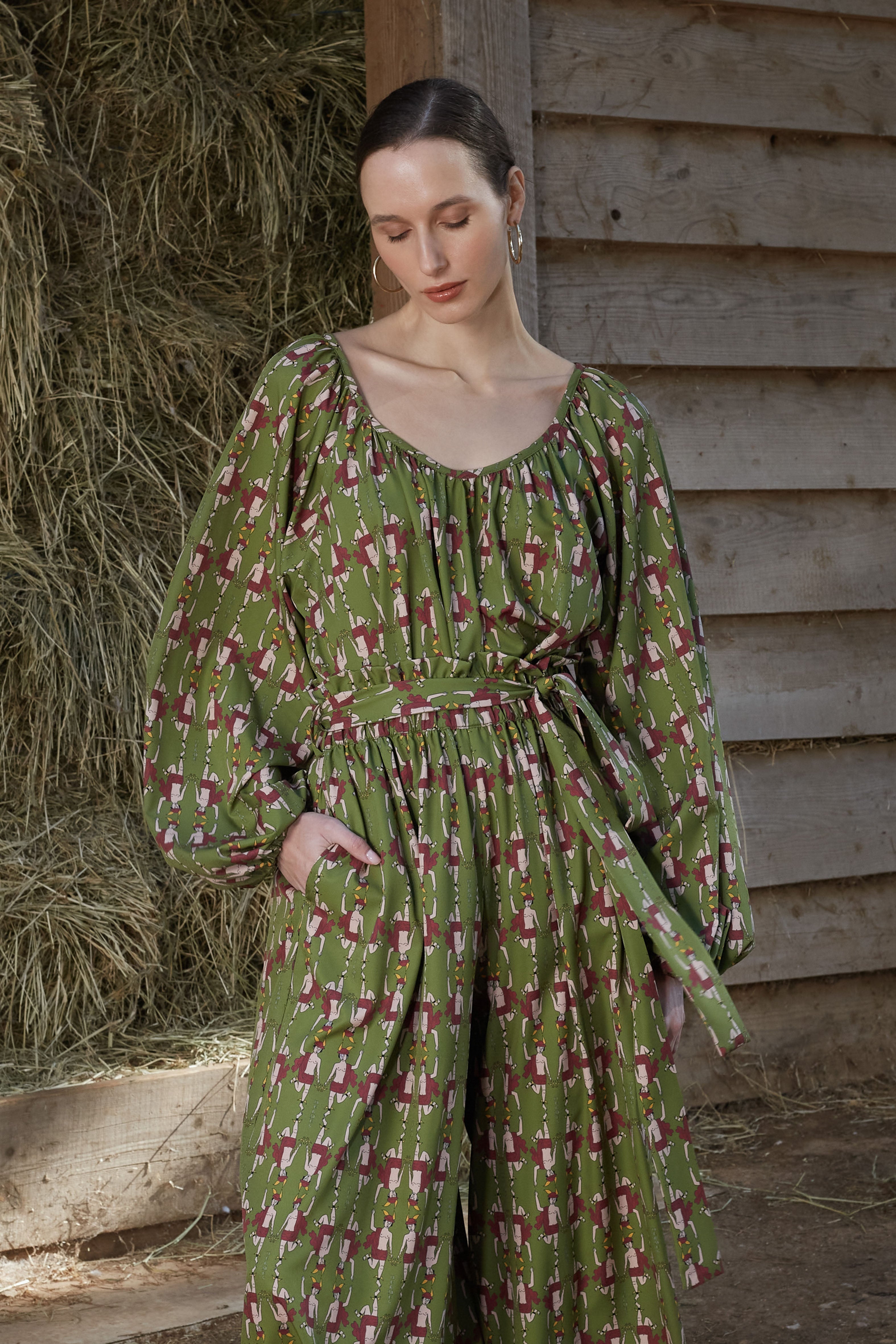 VLACHA TOP(Hermes Green Print)