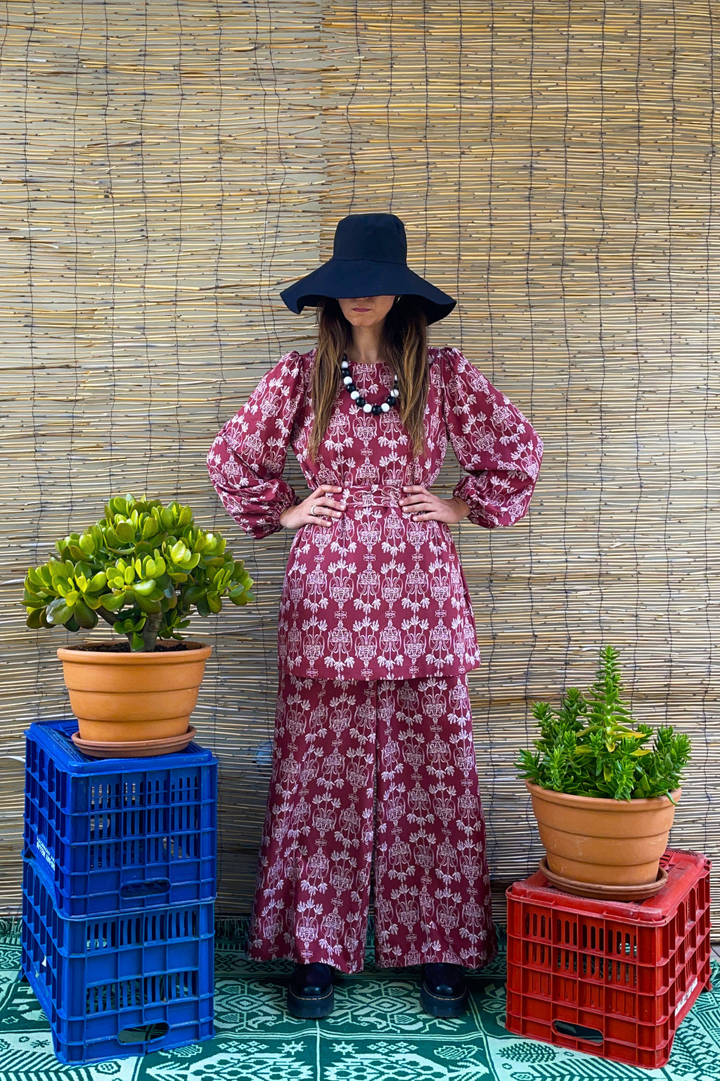 AGIASOS MINI DRESS (Bordeau Vase Print)