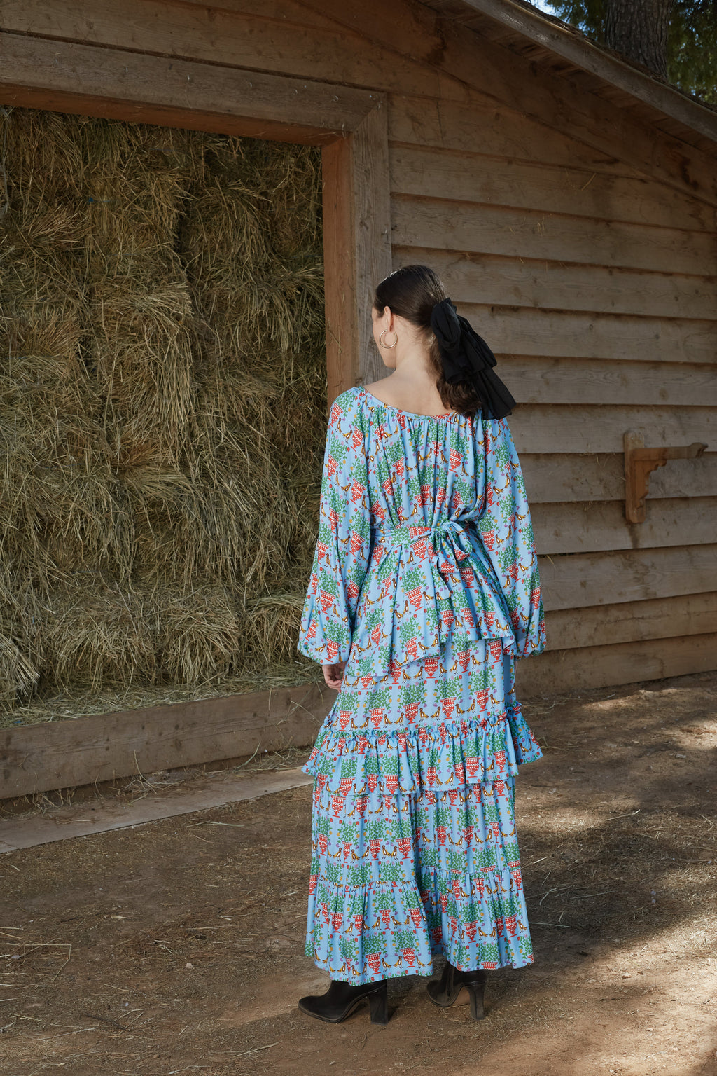 SAPFO SKIRT (Birds&Vase Blue Print)