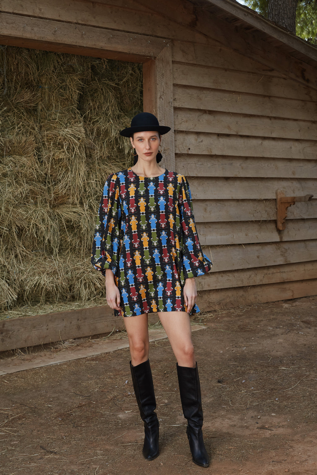 AGIASOS MINI DRESS (Athena Black Print)