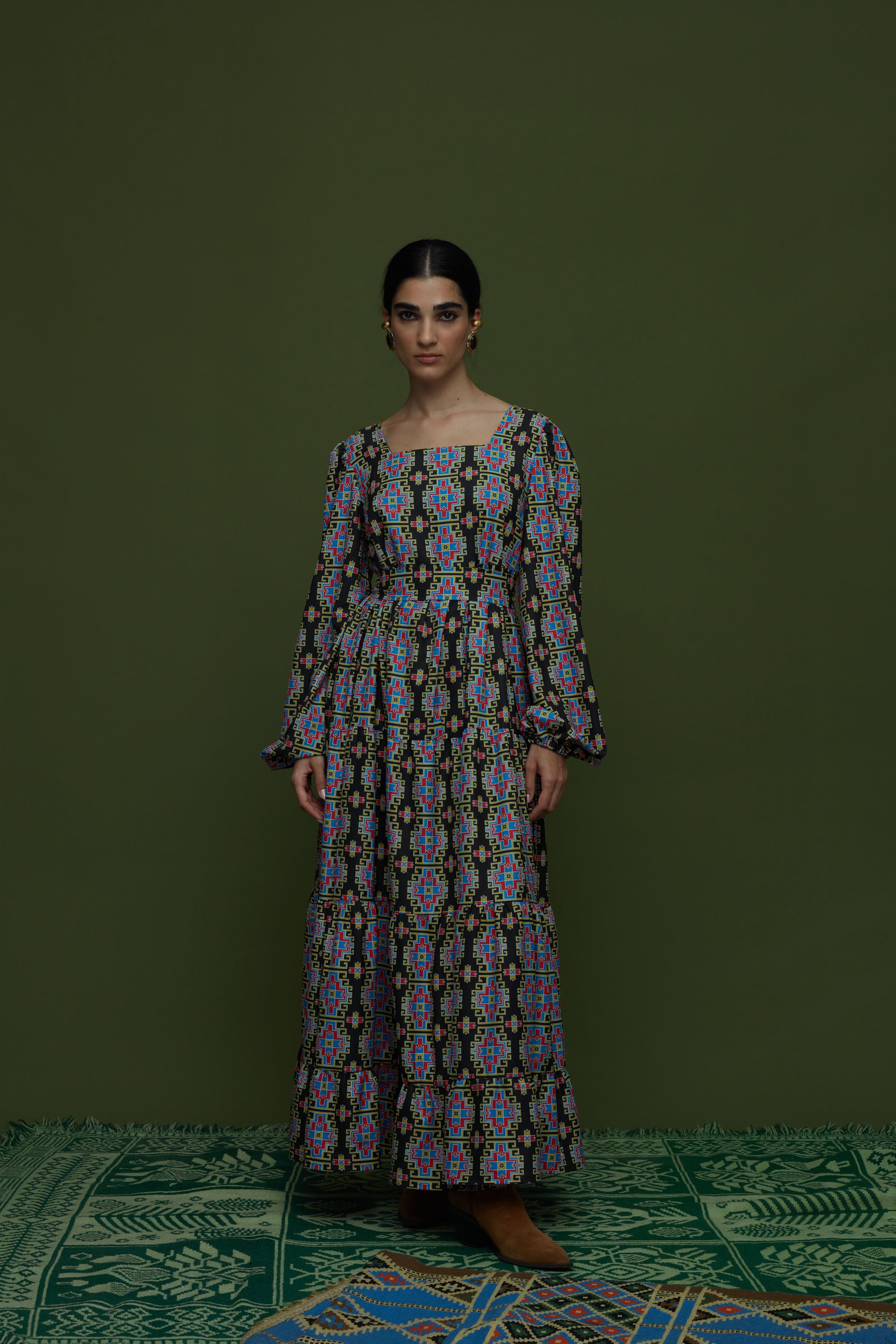 ARGALIOS MAXI DRESS (LEONIDIO BLACK PRINT)