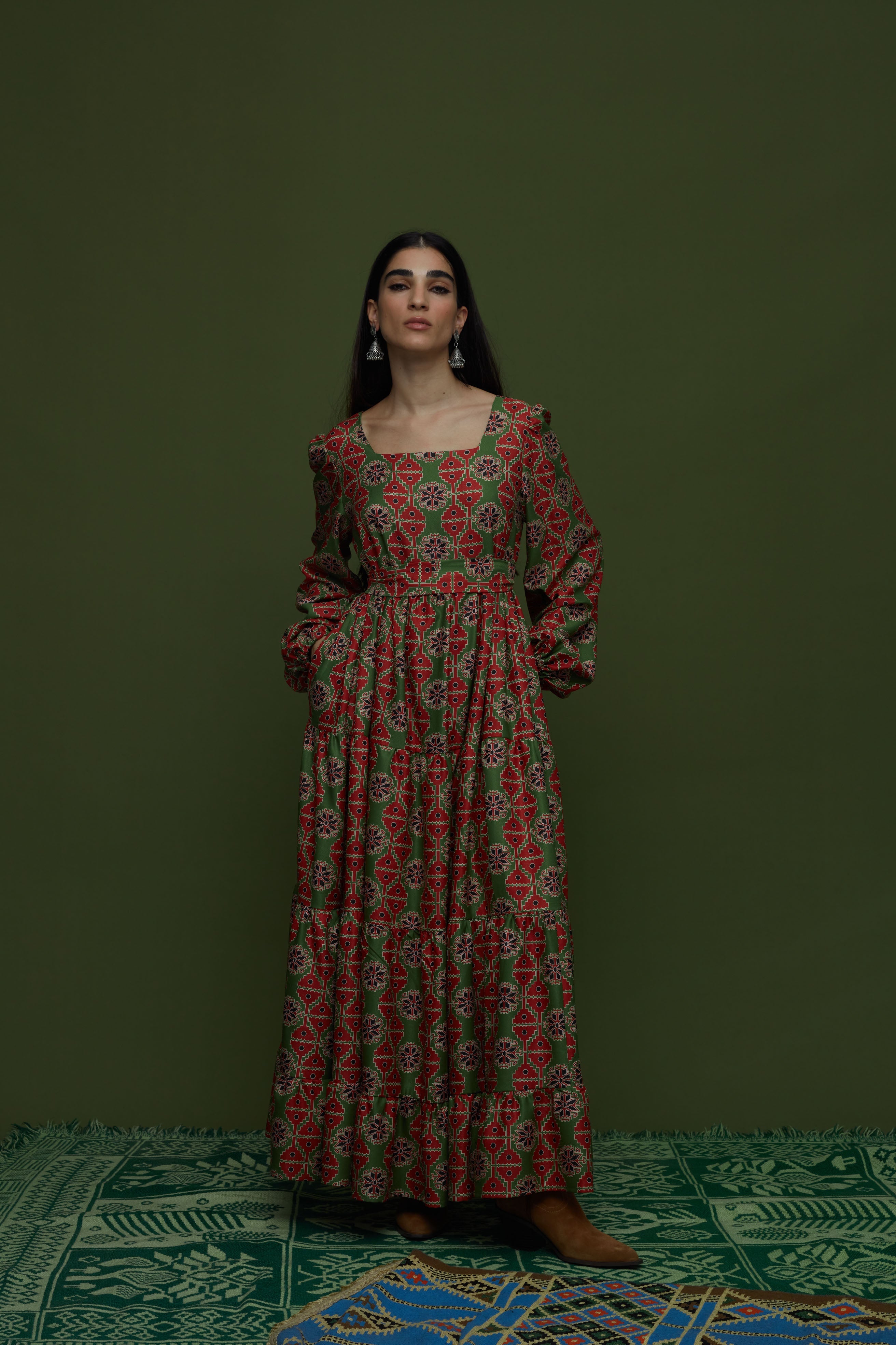 ARGALIOS MAXI DRESS (KYNOURIA GREEN PRINT)