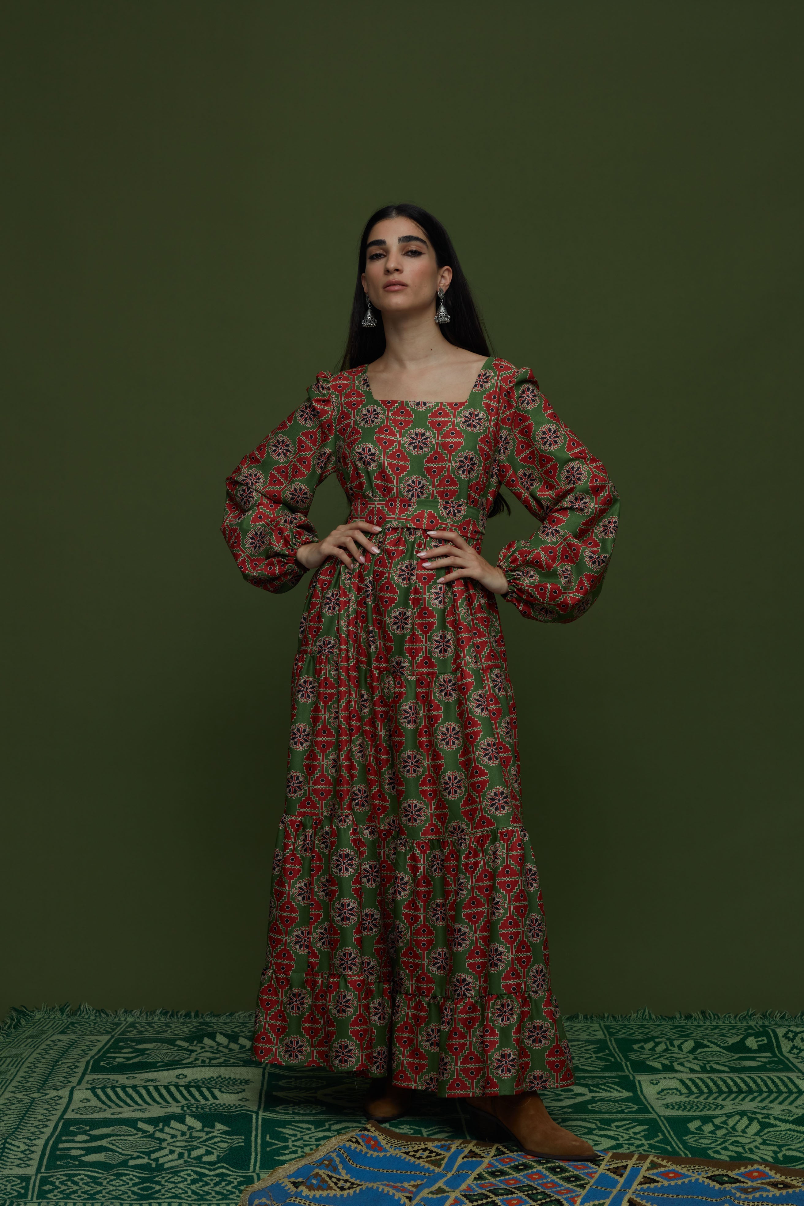 ARGALIOS MAXI DRESS (KYNOURIA GREEN PRINT)