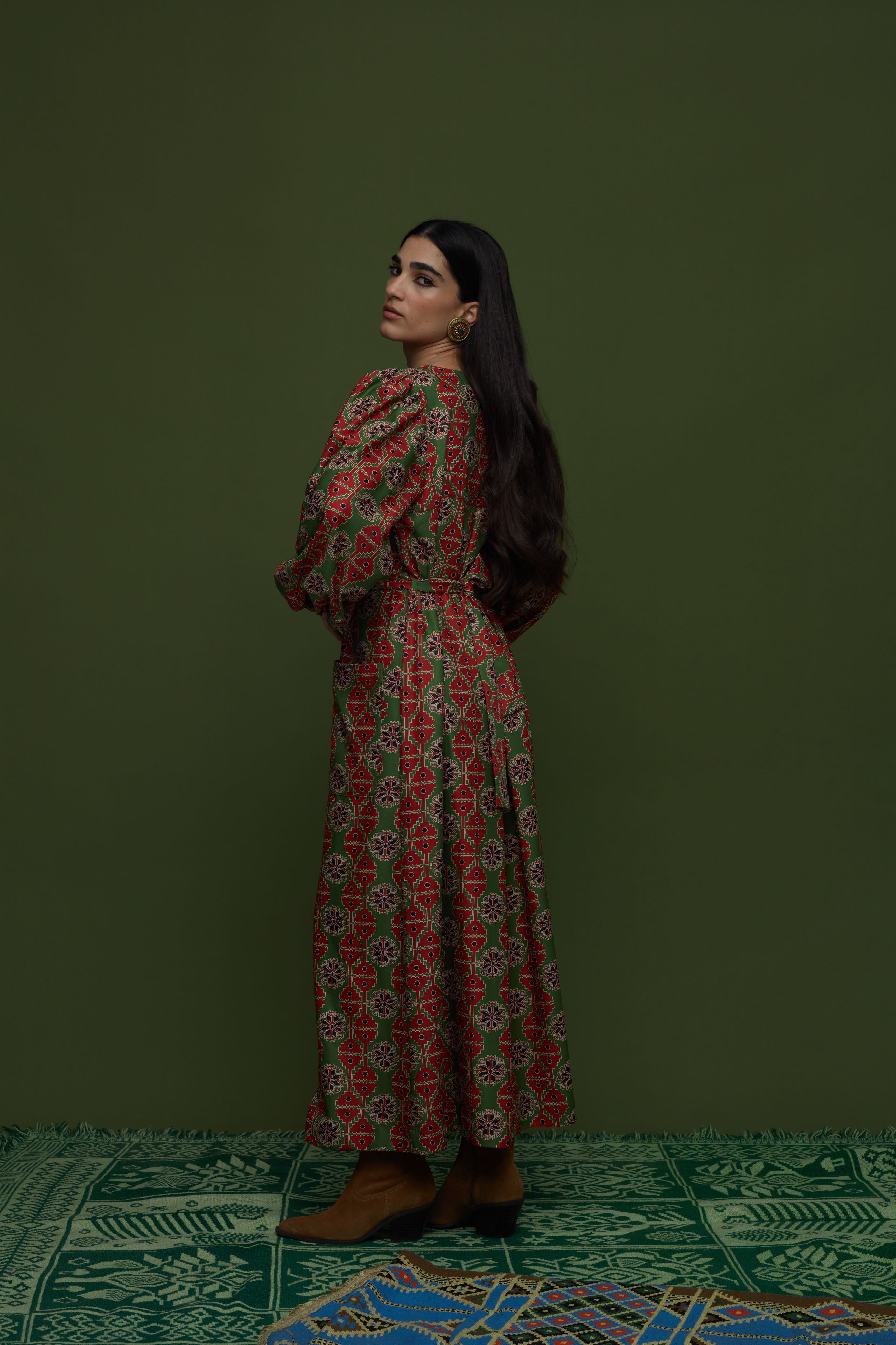 STIMONI MAXI DRESS (KYNOURIA GREEN PRINT)