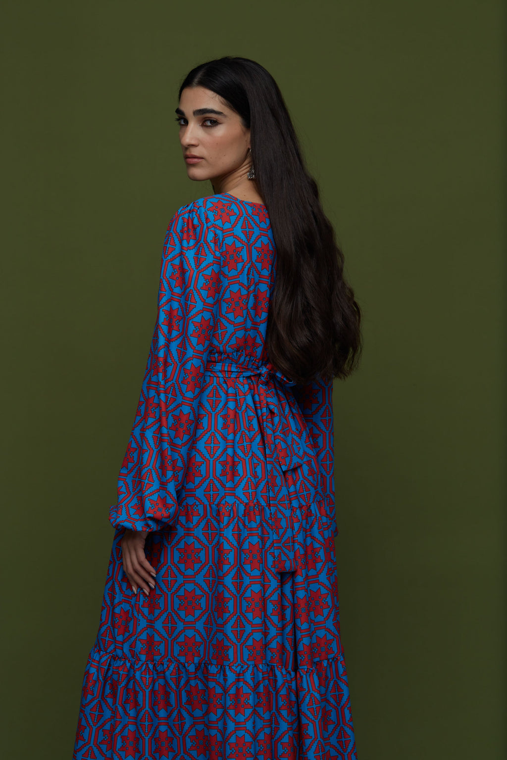 ARGALIOS MAXI DRESS (TSAKONIA BLUE&RED PRINT)