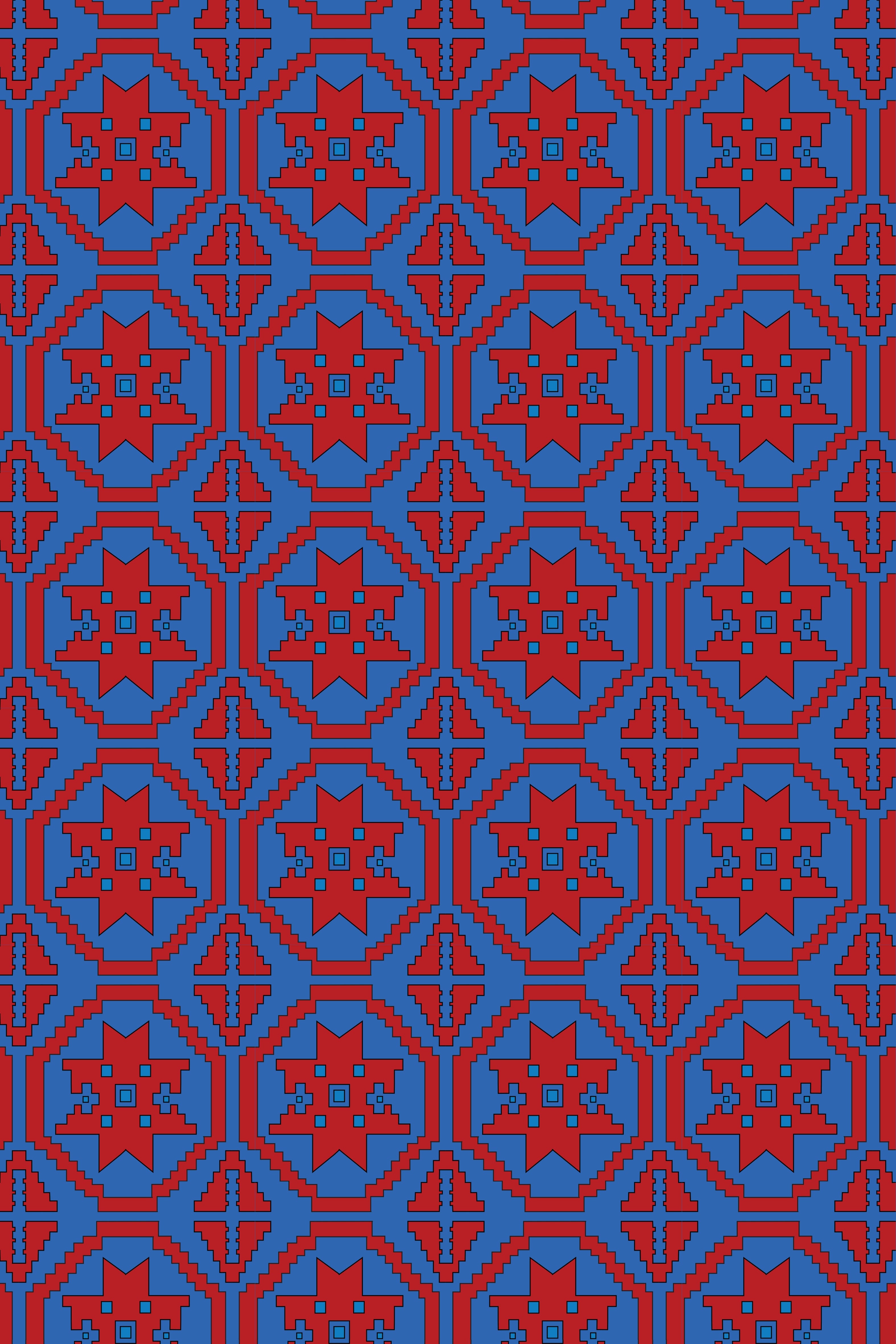 SAITA PANTS (TSAKONIA BLUE&RED PRINT)